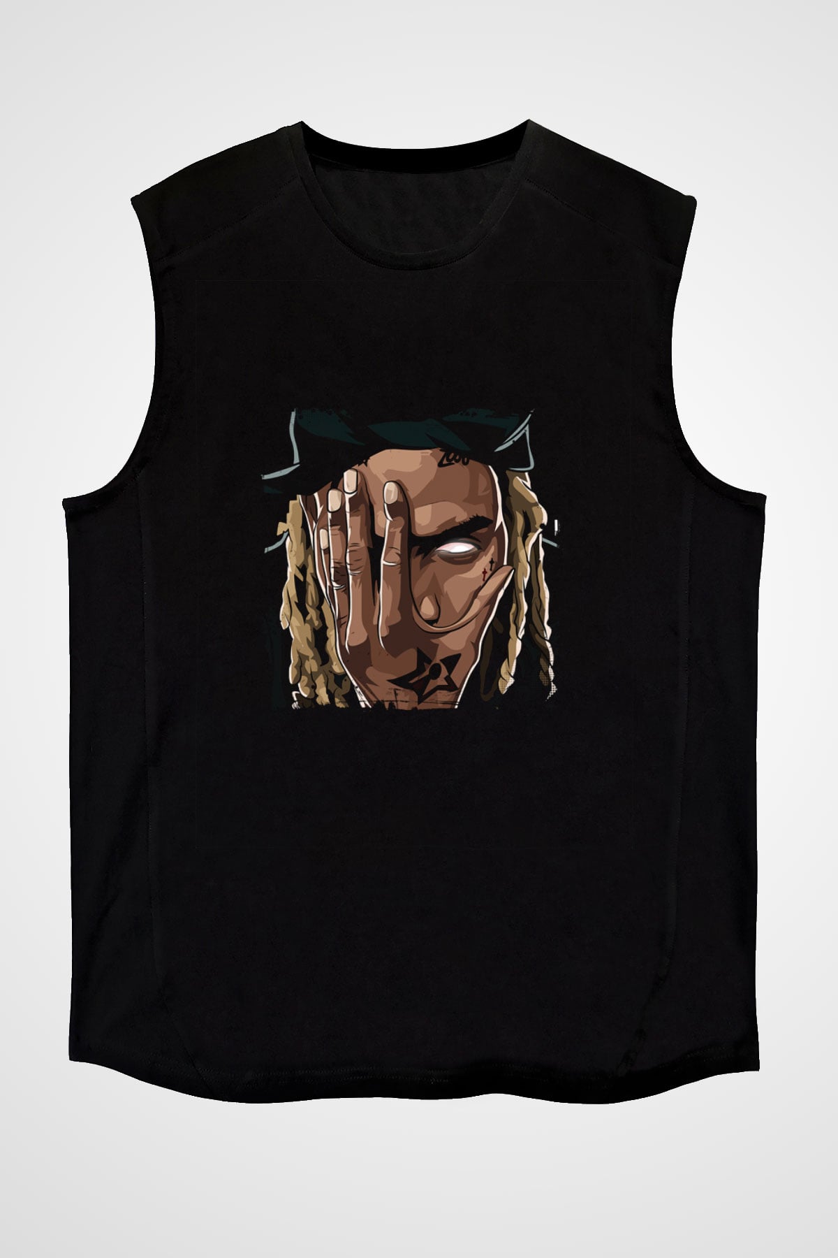 Fetty Wap Baskılı Unisex Siyah Kolsuz Tişört