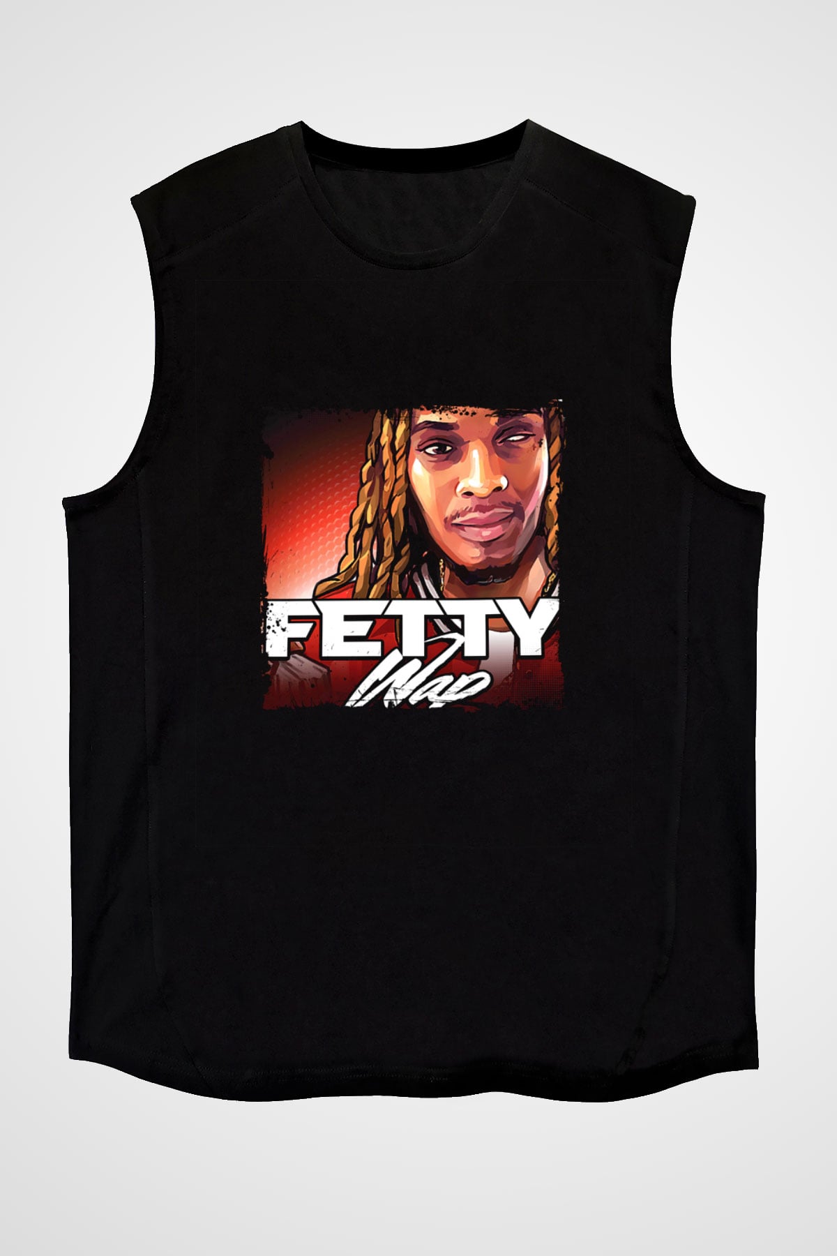 Fetty Wap Baskılı Unisex Siyah Kolsuz Tişört