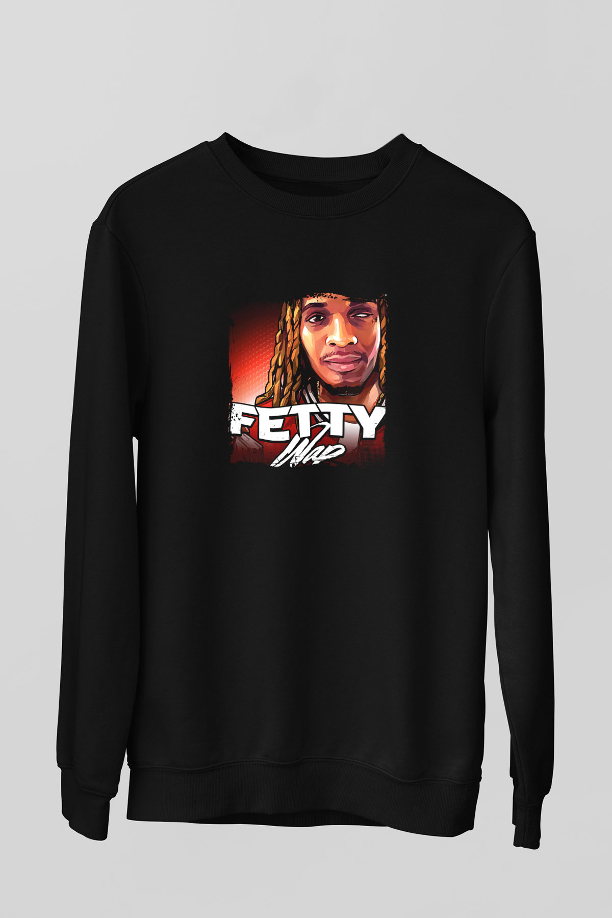 Fetty Wap Baskılı Unisex Siyah Sweatshirt