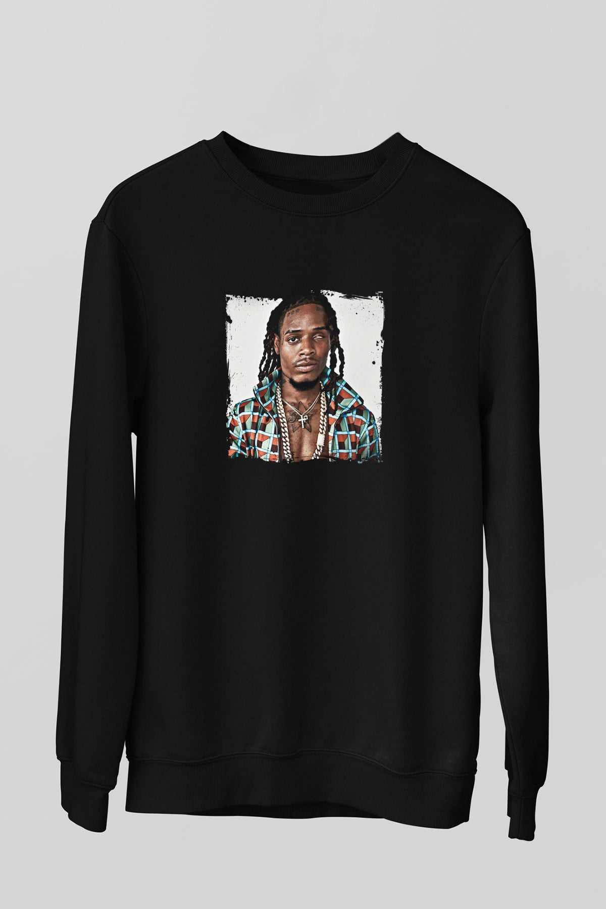 Fetty Wap Baskılı Unisex Siyah Sweatshirt