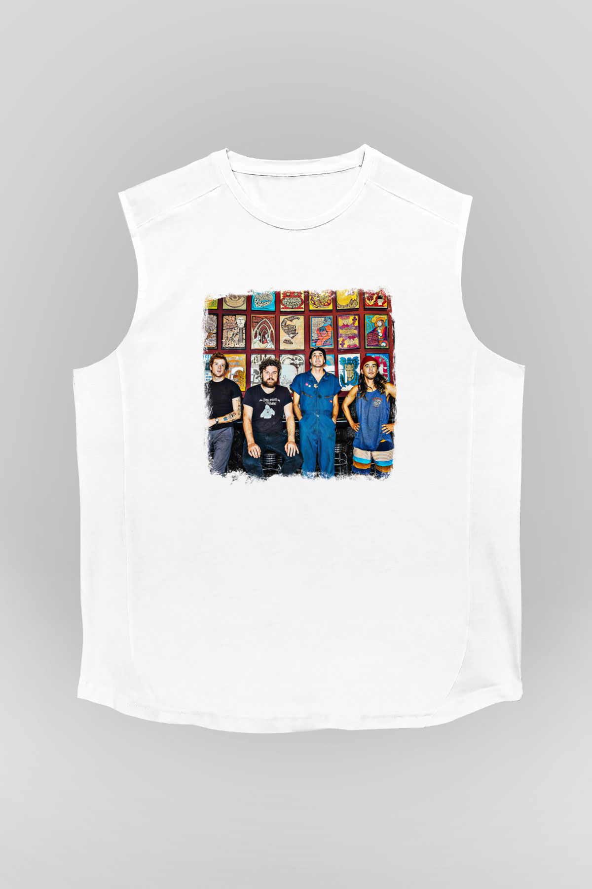 Fidlar Baskılı Unisex Beyaz Kolsuz Tişört