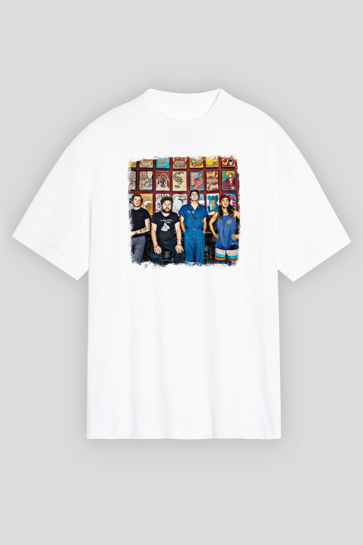 Fidlar Baskılı Unisex Beyaz Oversize Tişört