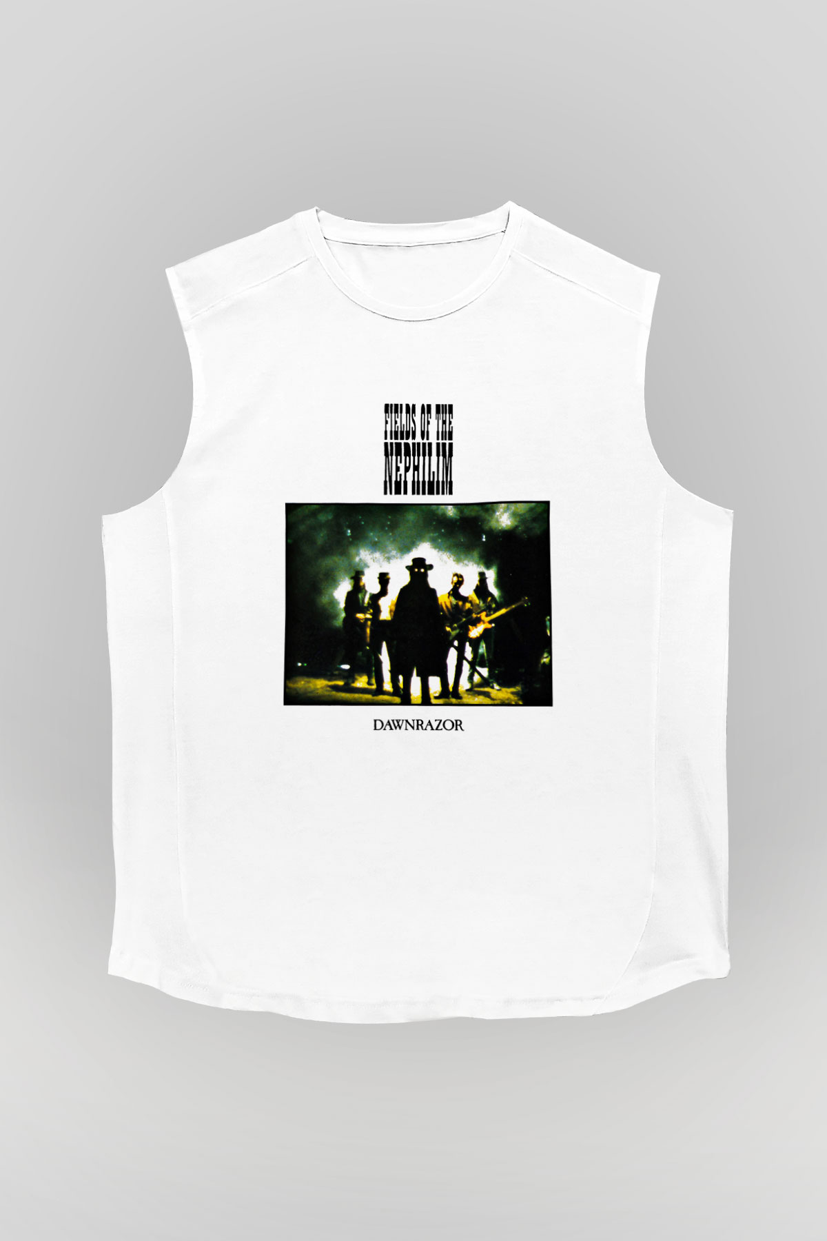 Fields of the Nephilim Baskılı Unisex Beyaz Kolsuz Tişört