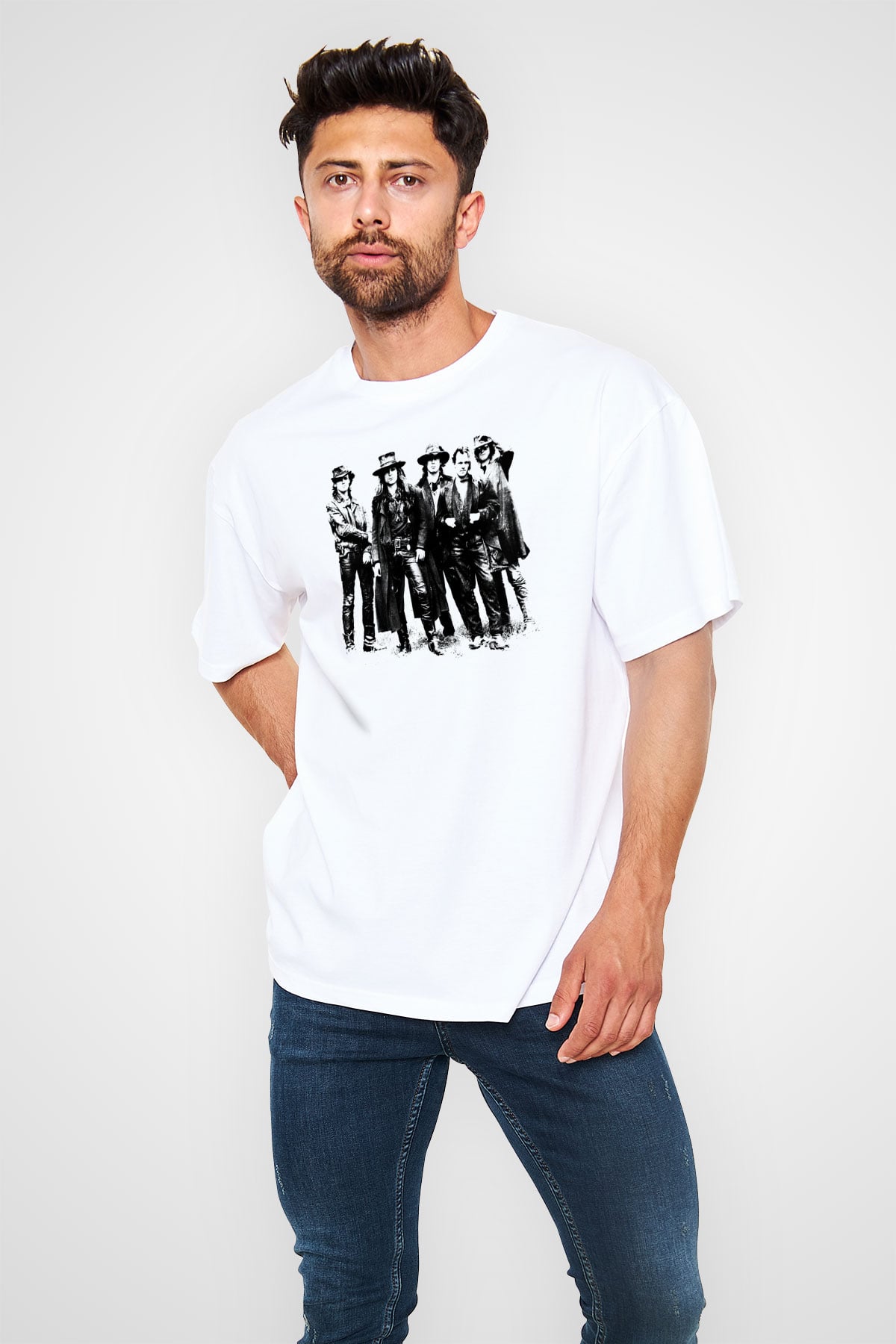 Fields of the Nephilim Baskılı Unisex Beyaz Oversize Tişört