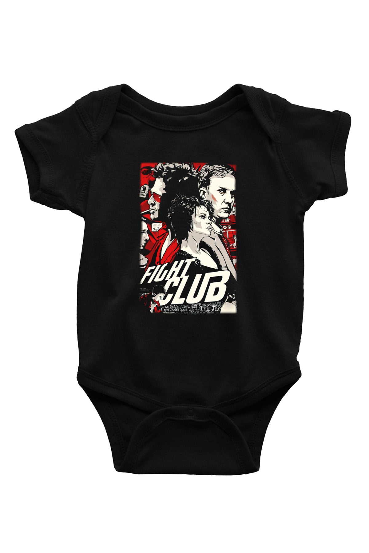Fight Club Dövüş Klubü Baskılı Siyah Bebek Body - Zıbın
