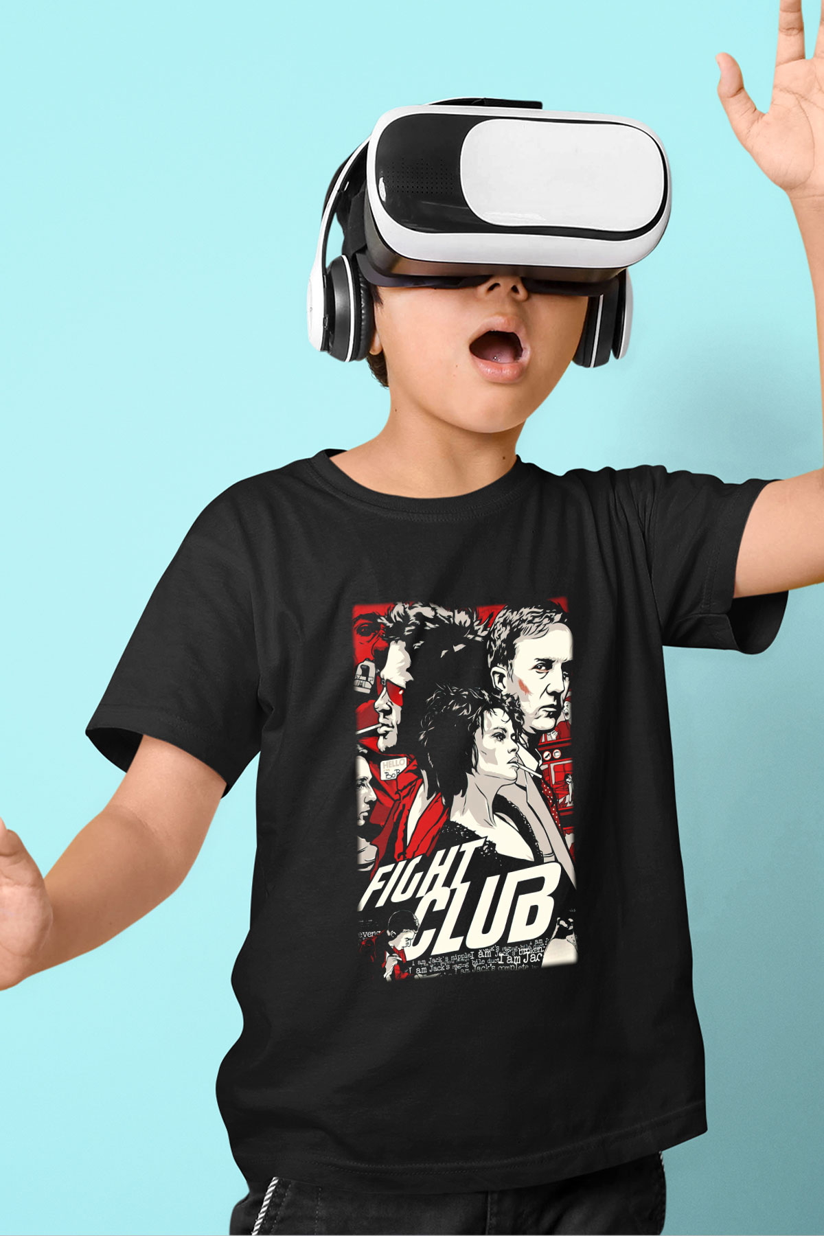 Fight Club Dövüş Klubü Baskılı Siyah Unisex Çocuk Tişört