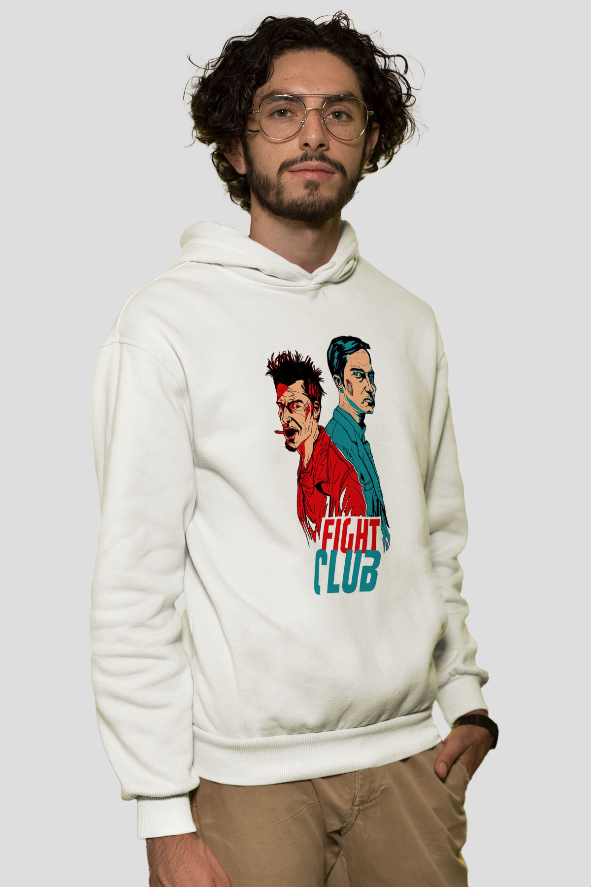 Fight Club Dövüş Klubü Beyaz Unisex Kapşonlu Sweatshirt