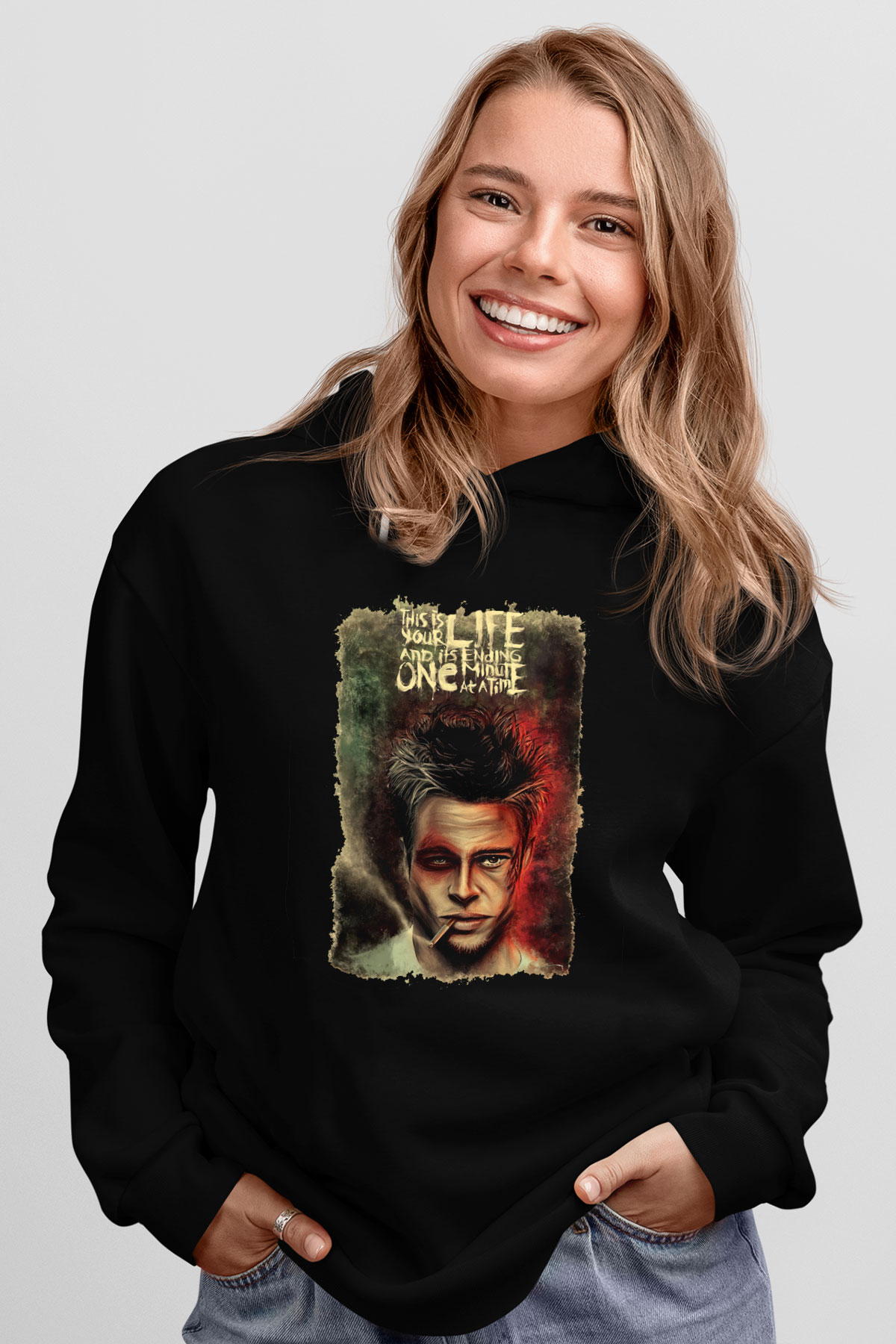 Fight Club Dövüş Klubü Siyah Unisex Kapüşonlu Sweatshirt