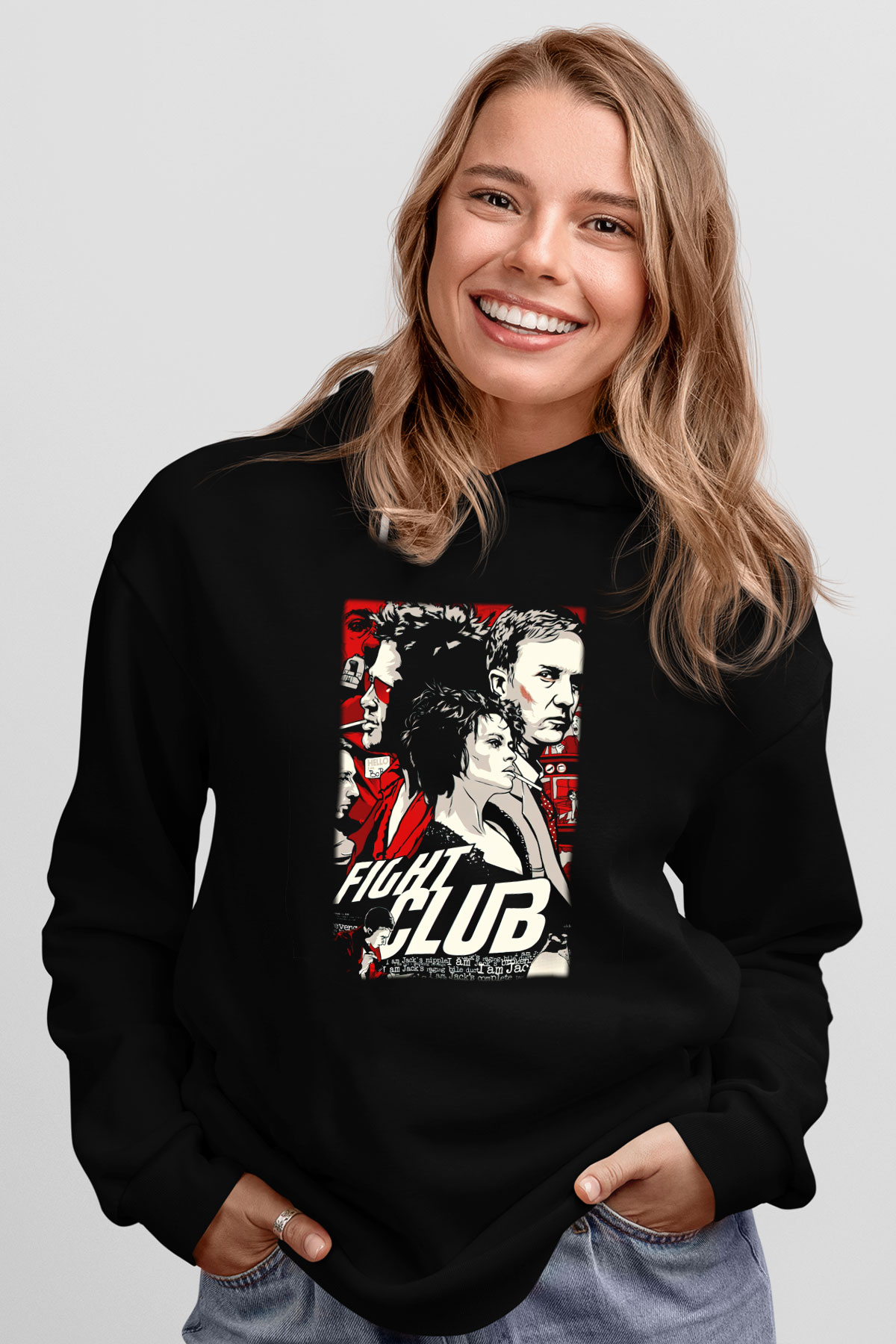 Fight Club Dövüş Klubü Siyah Unisex Kapüşonlu Sweatshirt