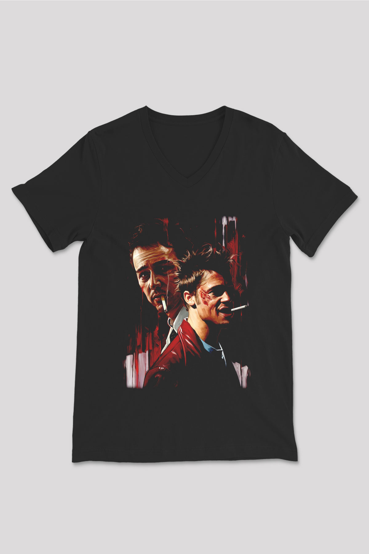 Fight Club Dövüş Klubü Siyah Unisex  V Yaka Tişört