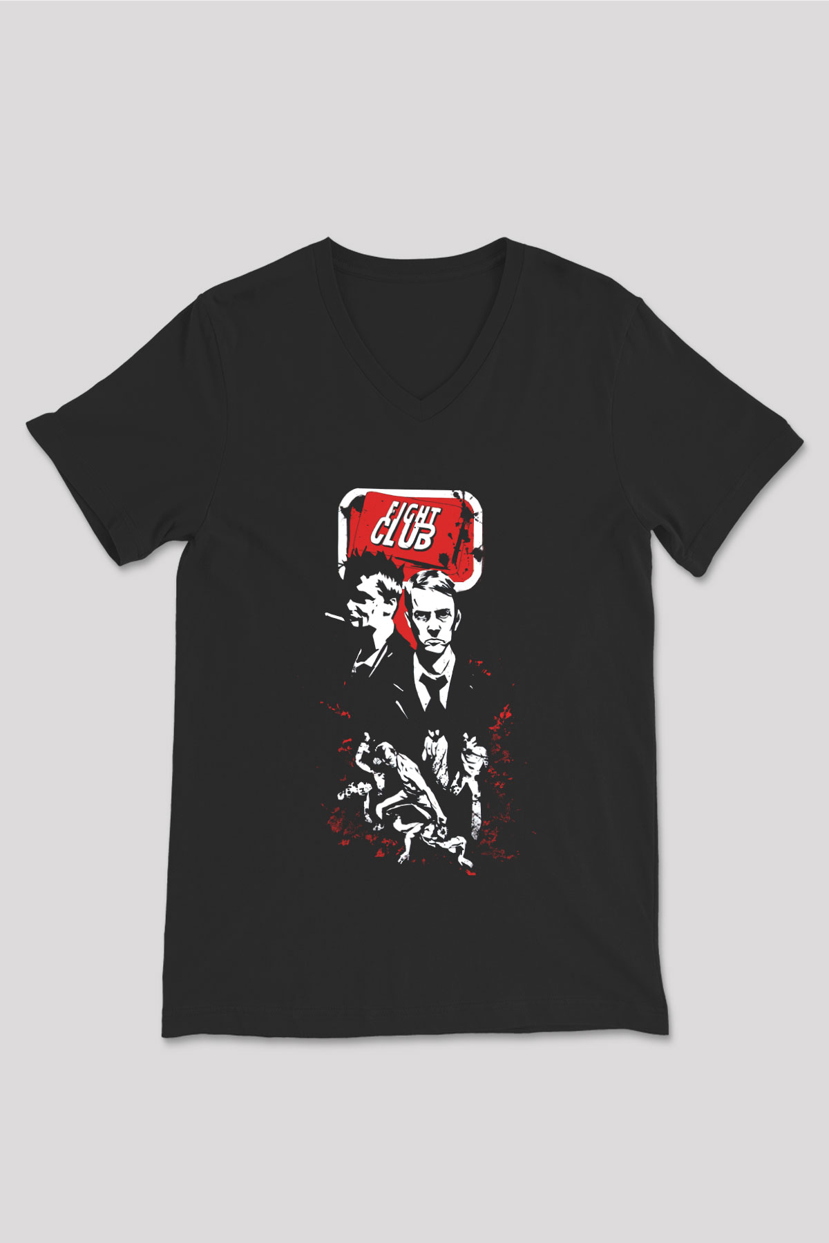 Fight Club Dövüş Klubü Siyah Unisex V Yaka Tişört
