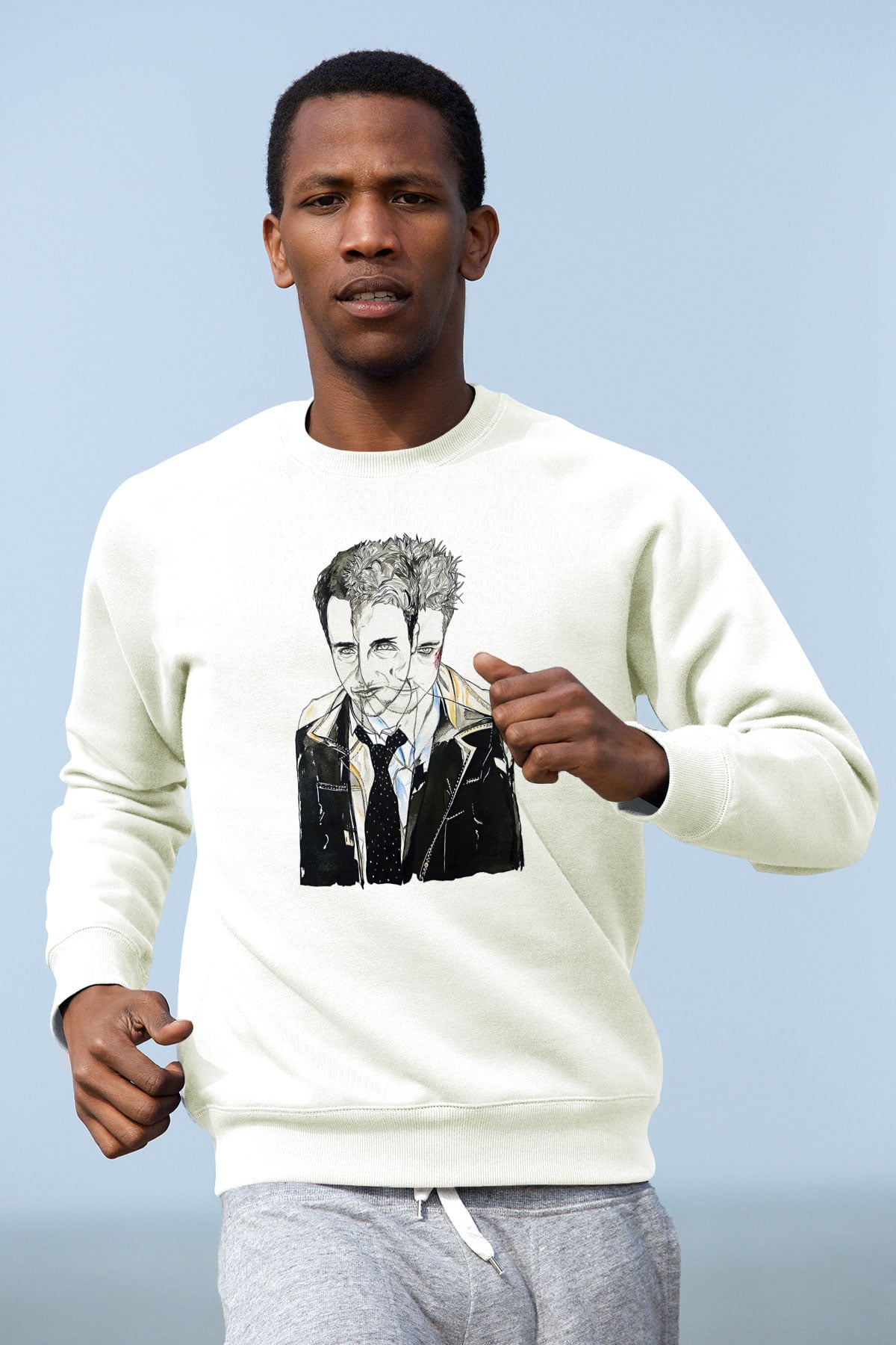 Fight Club (Tyler Durden) Baskılı Beyaz Unisex Sweatshirt
