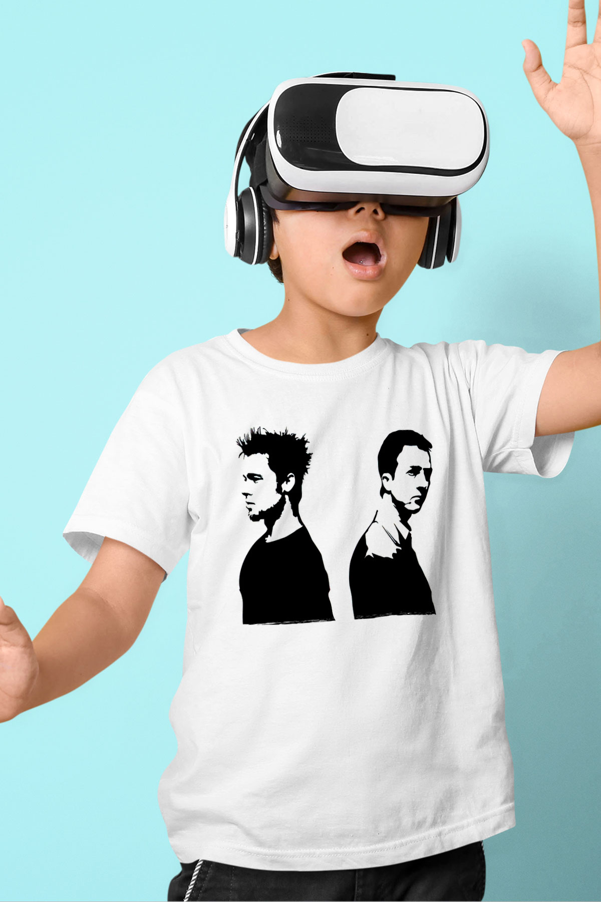 Fight Club (Tyler Durden) Baskılı Beyaz Unisex Beyaz Çocuk Tişört - Tshirt