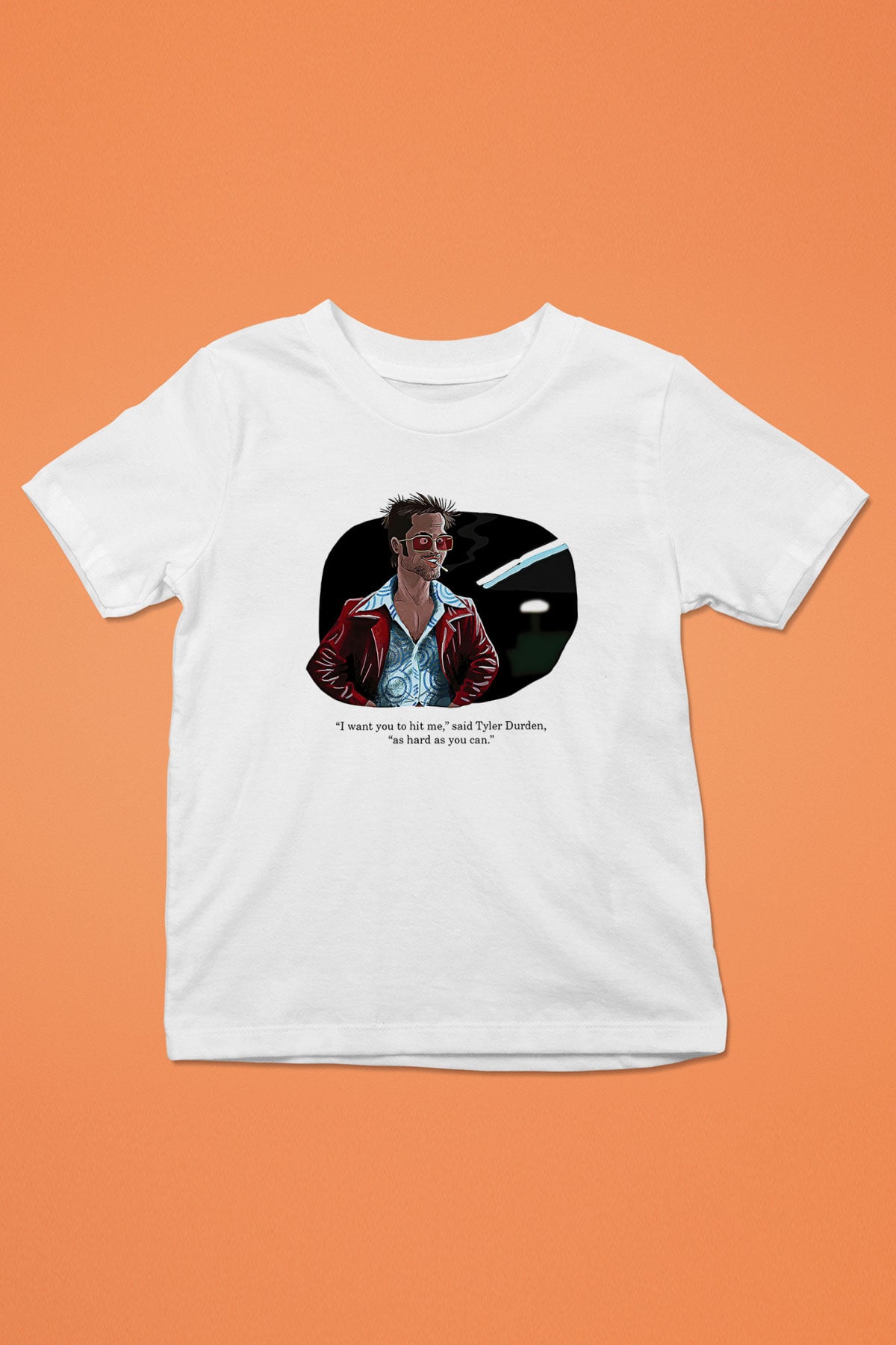 Fight Club (Tyler Durden) Baskılı Beyaz Unisex Beyaz Çocuk Tişört - Tshirt