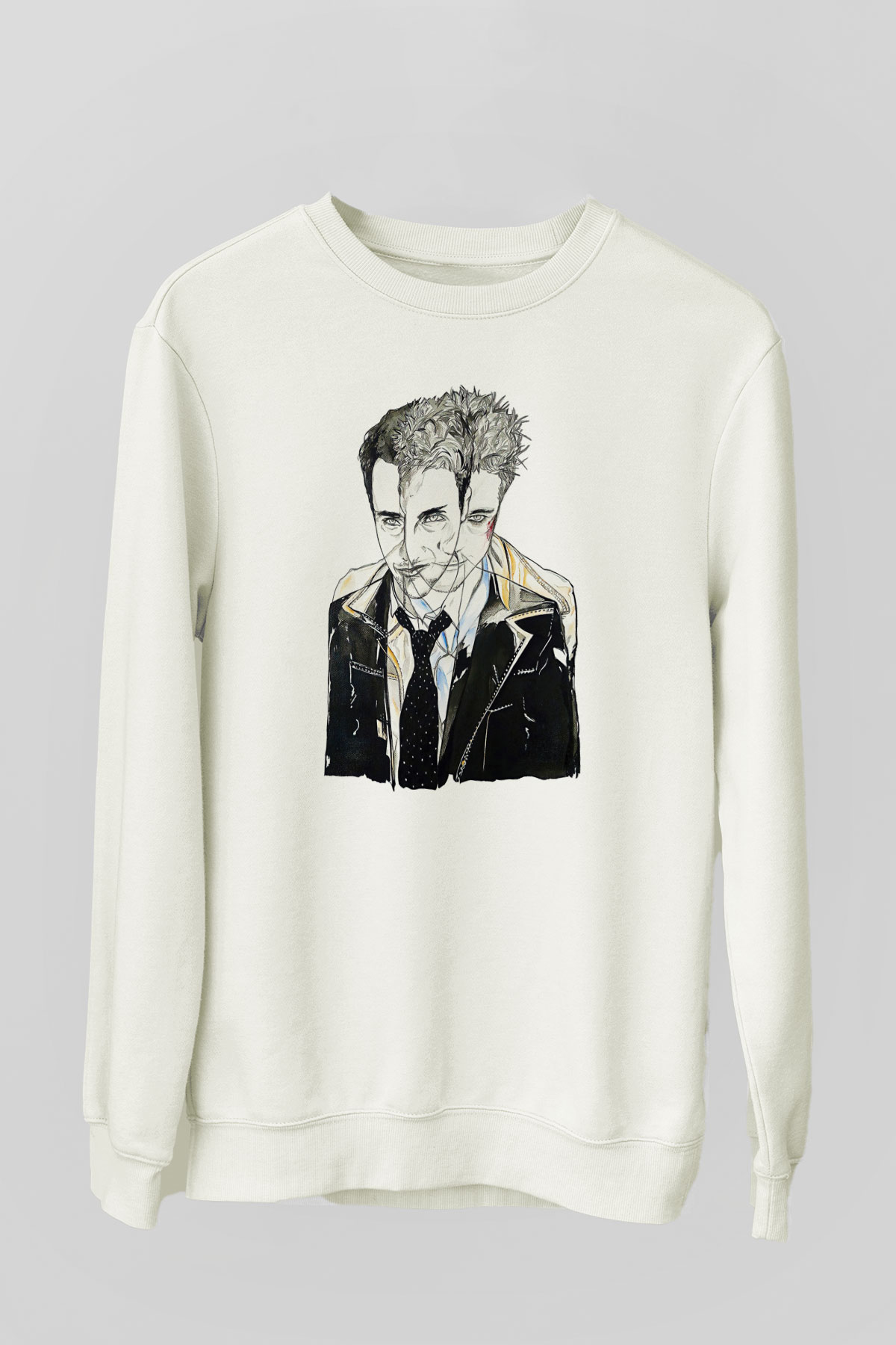 Fight Club (Tyler Durden) Baskılı Beyaz Unisex Sweatshirt