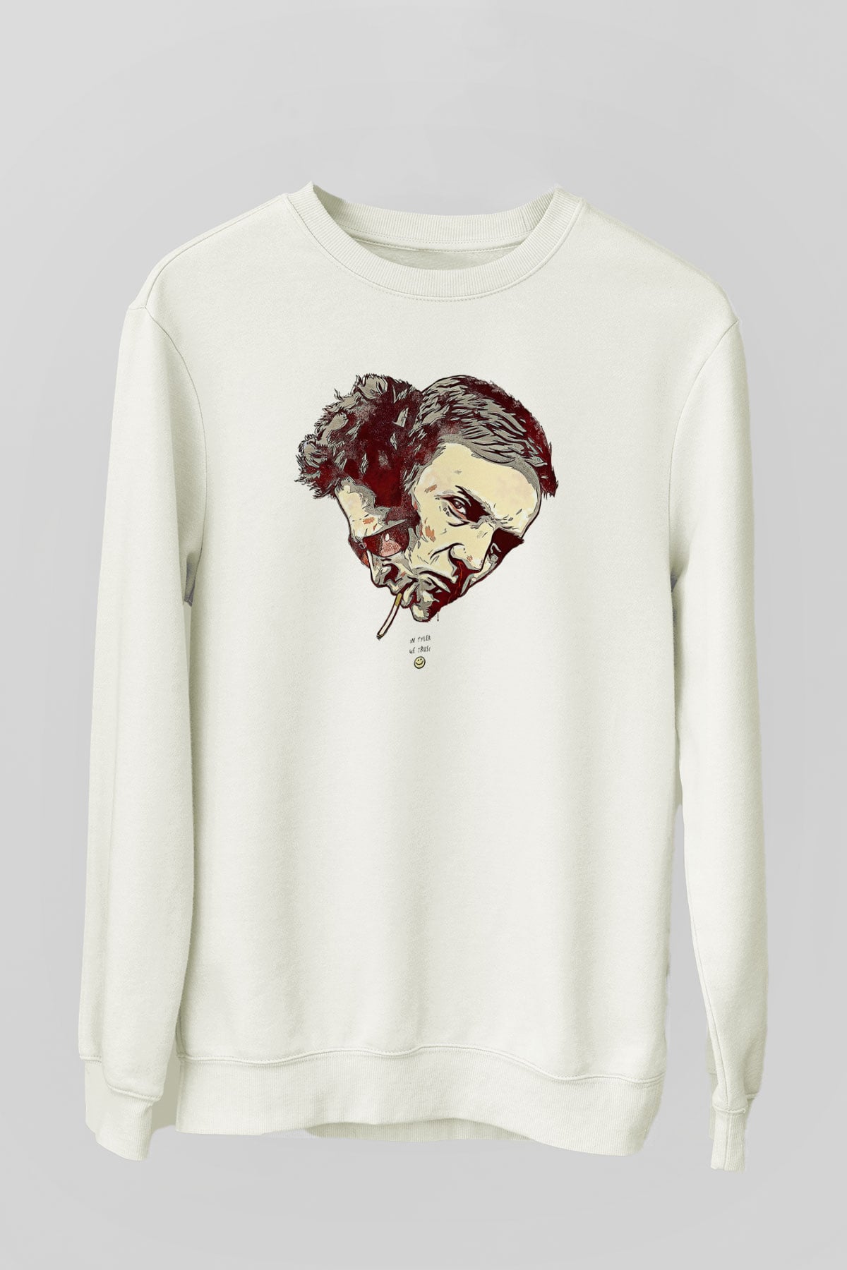 Fight Club (Tyler Durden) Baskılı Beyaz Unisex Sweatshirt