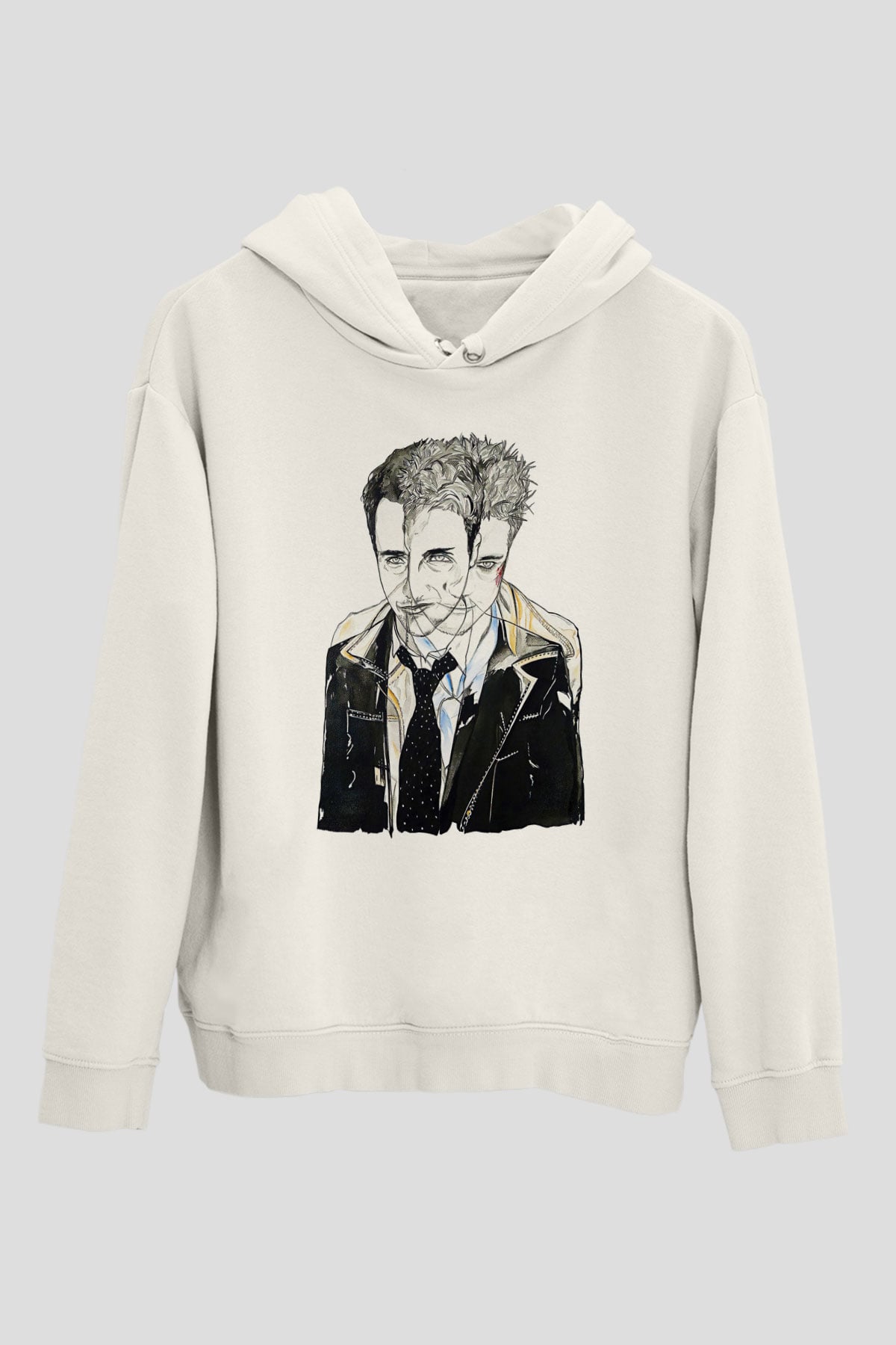 Fight Club (Tyler Durden) Baskılı Beyaz Unisex Hoodie
