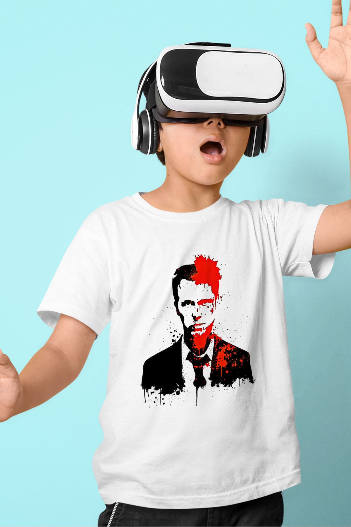 Fight Club (Tyler Durden) Baskılı Beyaz Unisex Beyaz Çocuk Tişört - Tshirt