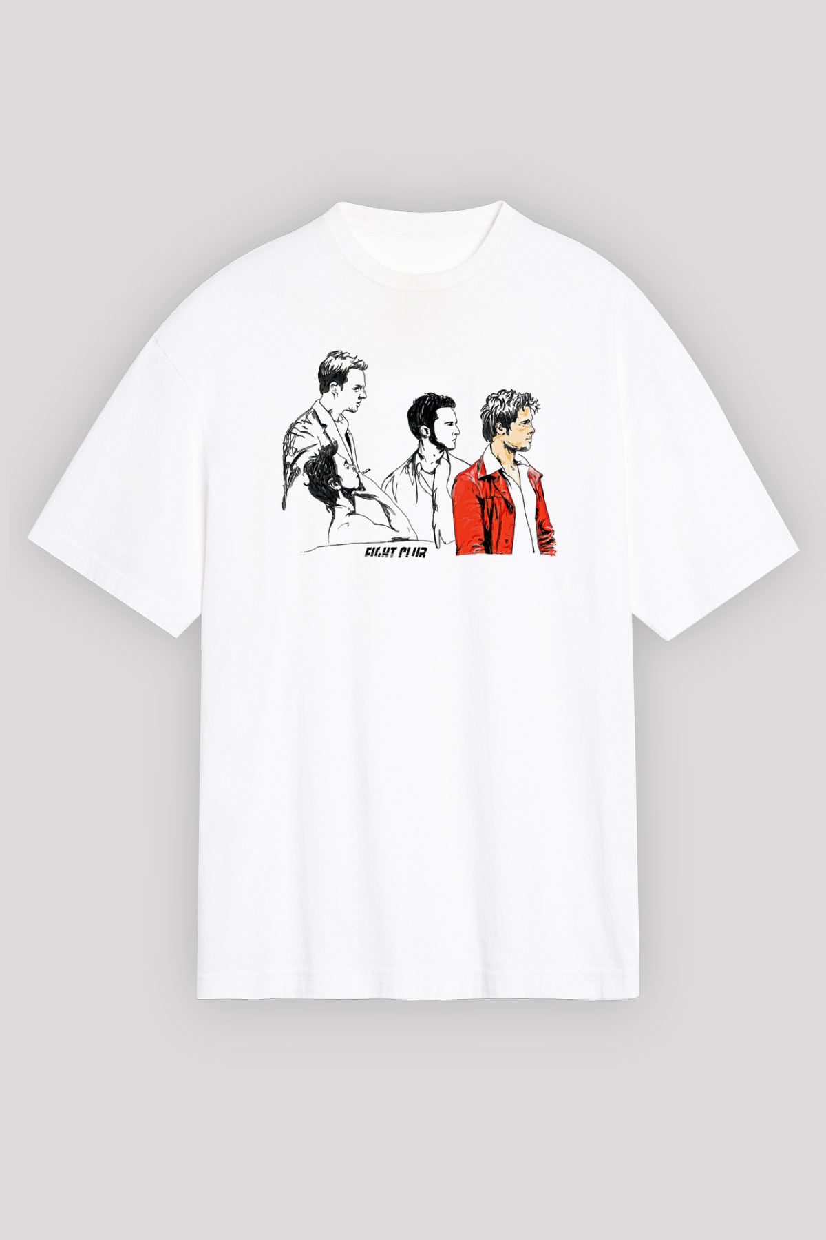 Fight Club (Tyler Durden) Baskılı Beyaz Unisex Oversize Tişört - Tshirt