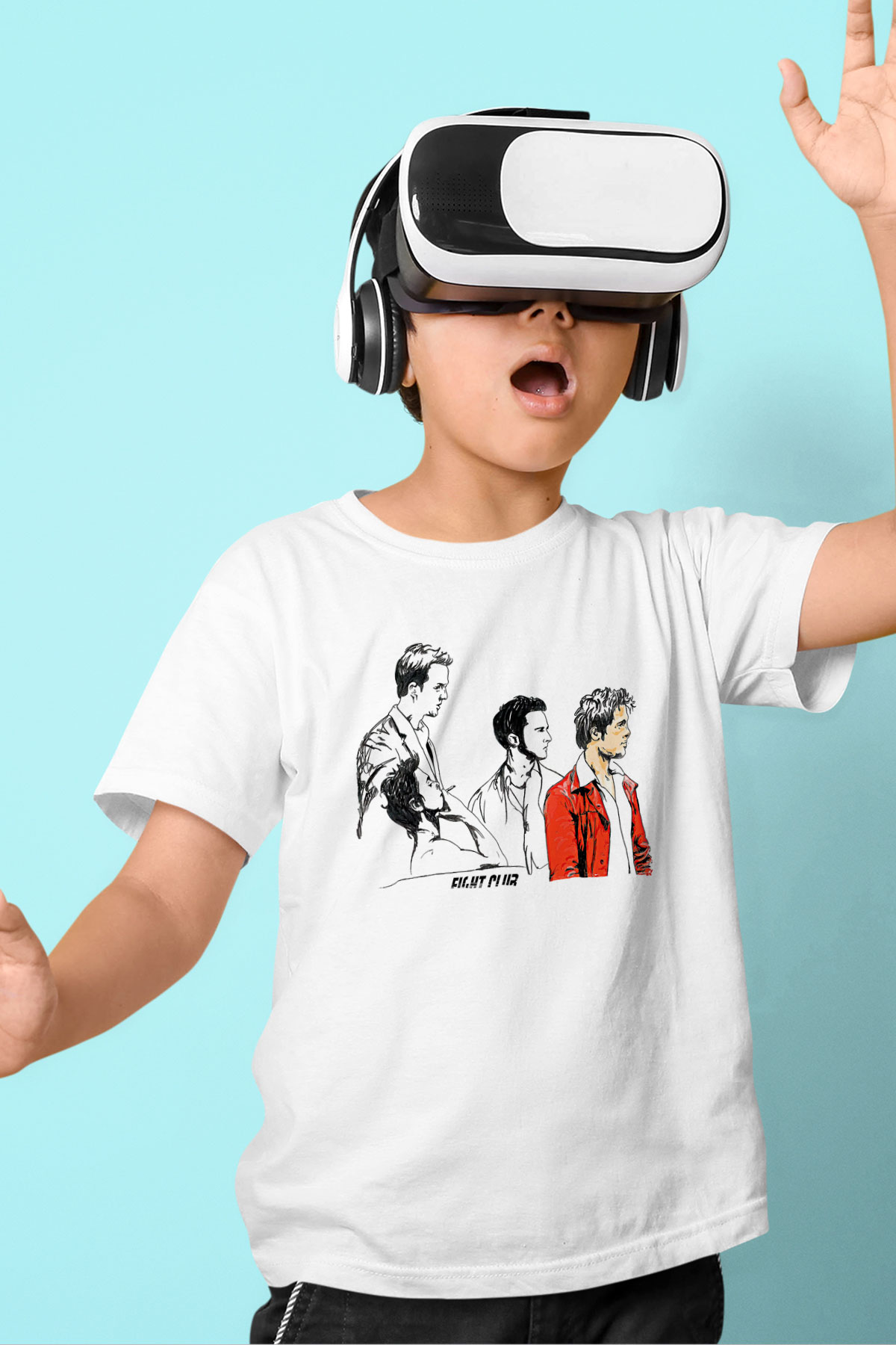 Fight Club (Tyler Durden) Baskılı Beyaz Unisex Beyaz Çocuk Tişört - Tshirt