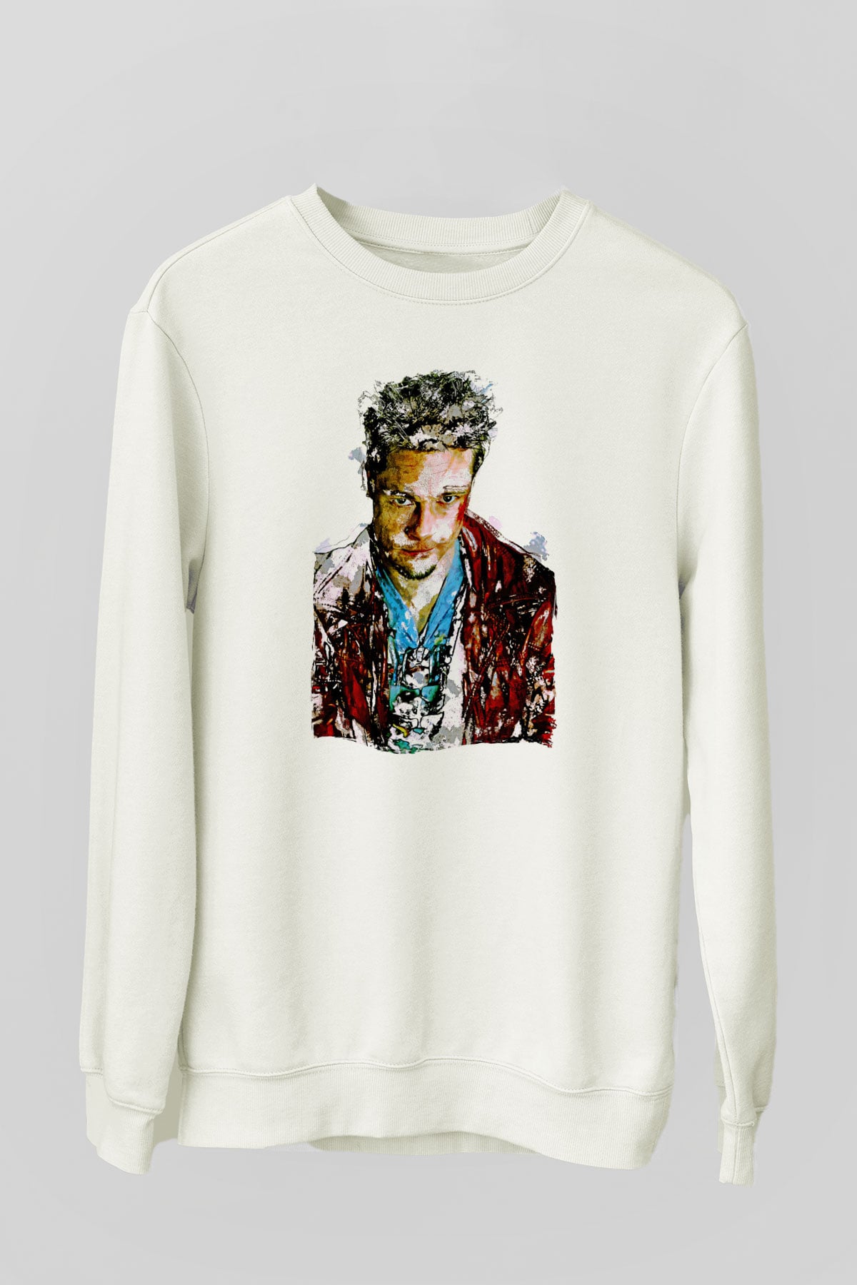 Fight Club (Tyler Durden) Baskılı Beyaz Unisex Sweatshirt