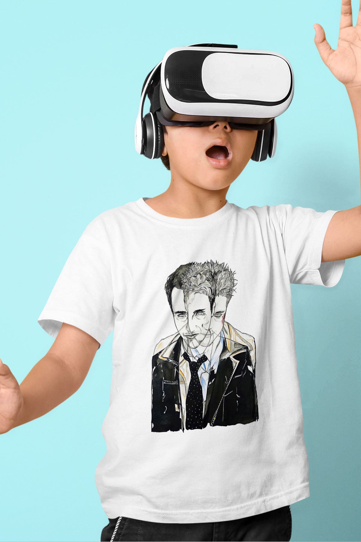 Fight Club (Tyler Durden) Baskılı Beyaz Unisex Beyaz Çocuk Tişört - Tshirt
