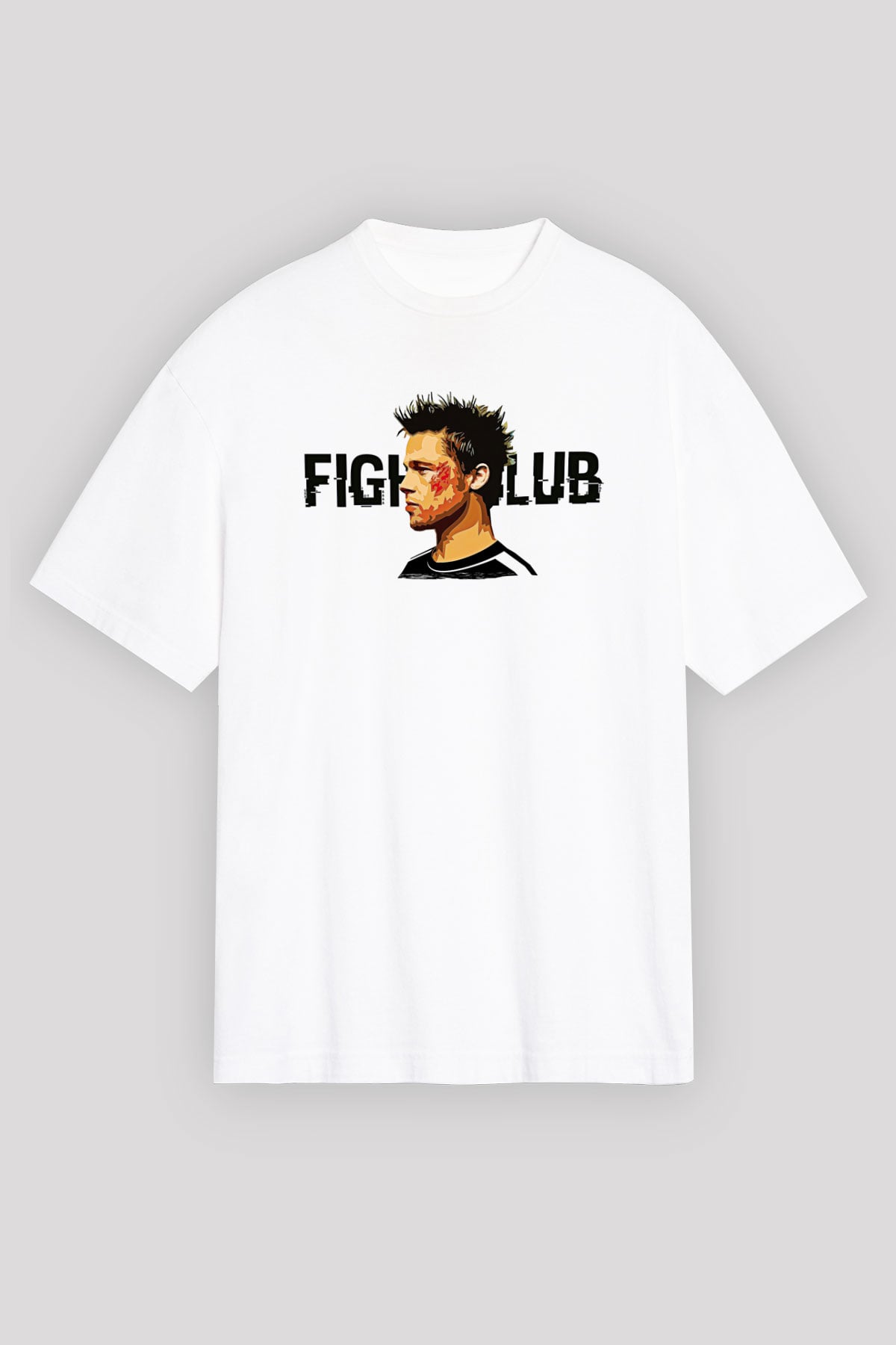 Fight Club (Tyler Durden) Baskılı Beyaz Unisex Oversize Tişört - Tshirt