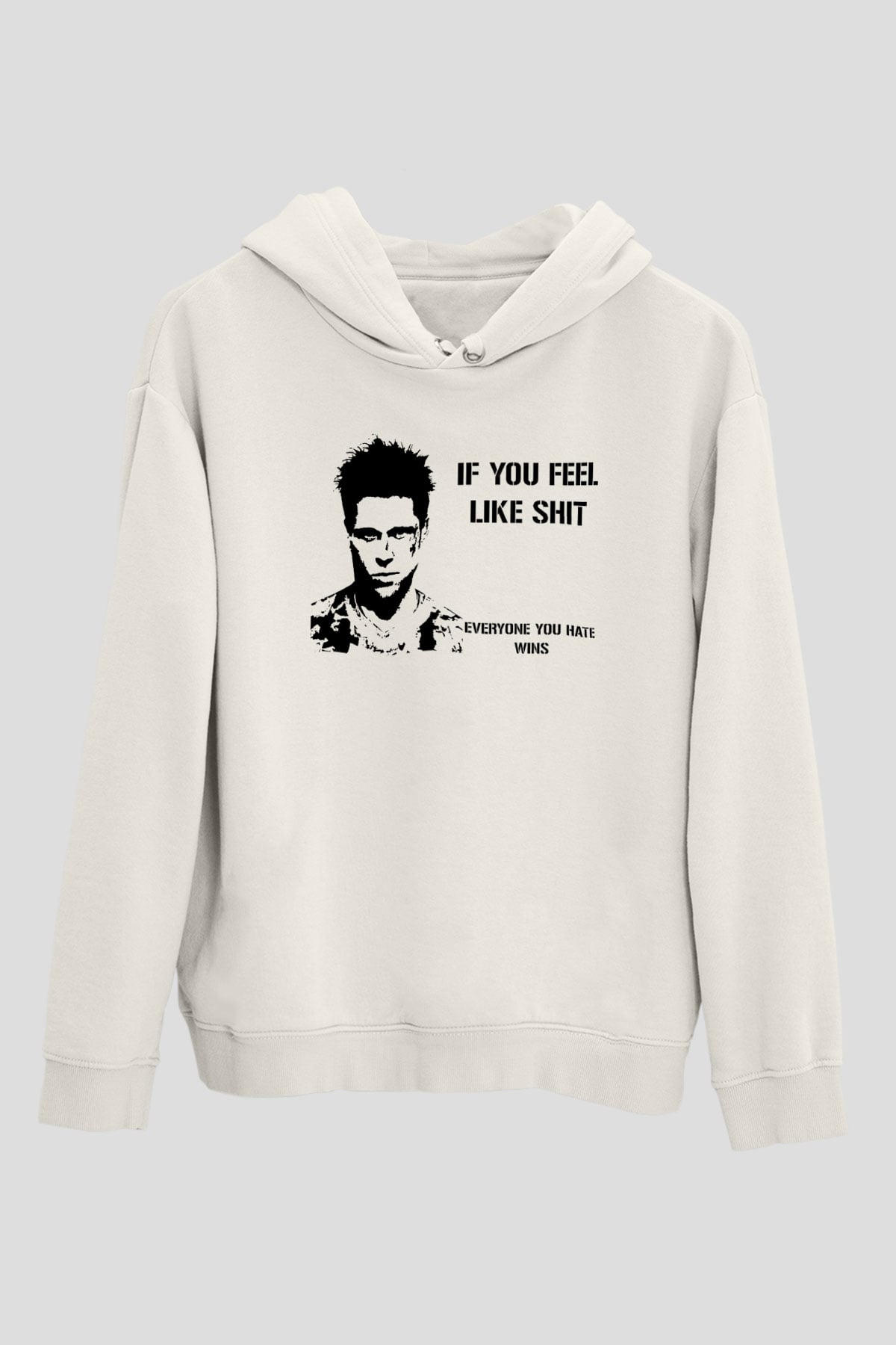 Fight Club (Tyler Durden) Baskılı Beyaz Unisex Hoodie
