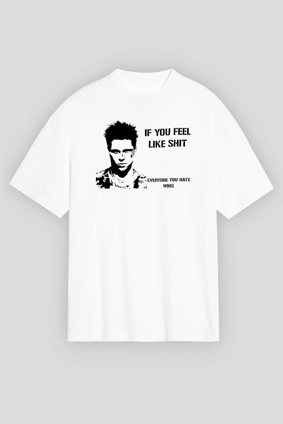Fight Club (Tyler Durden) Baskılı Beyaz Unisex Oversize Tişört - Tshirt