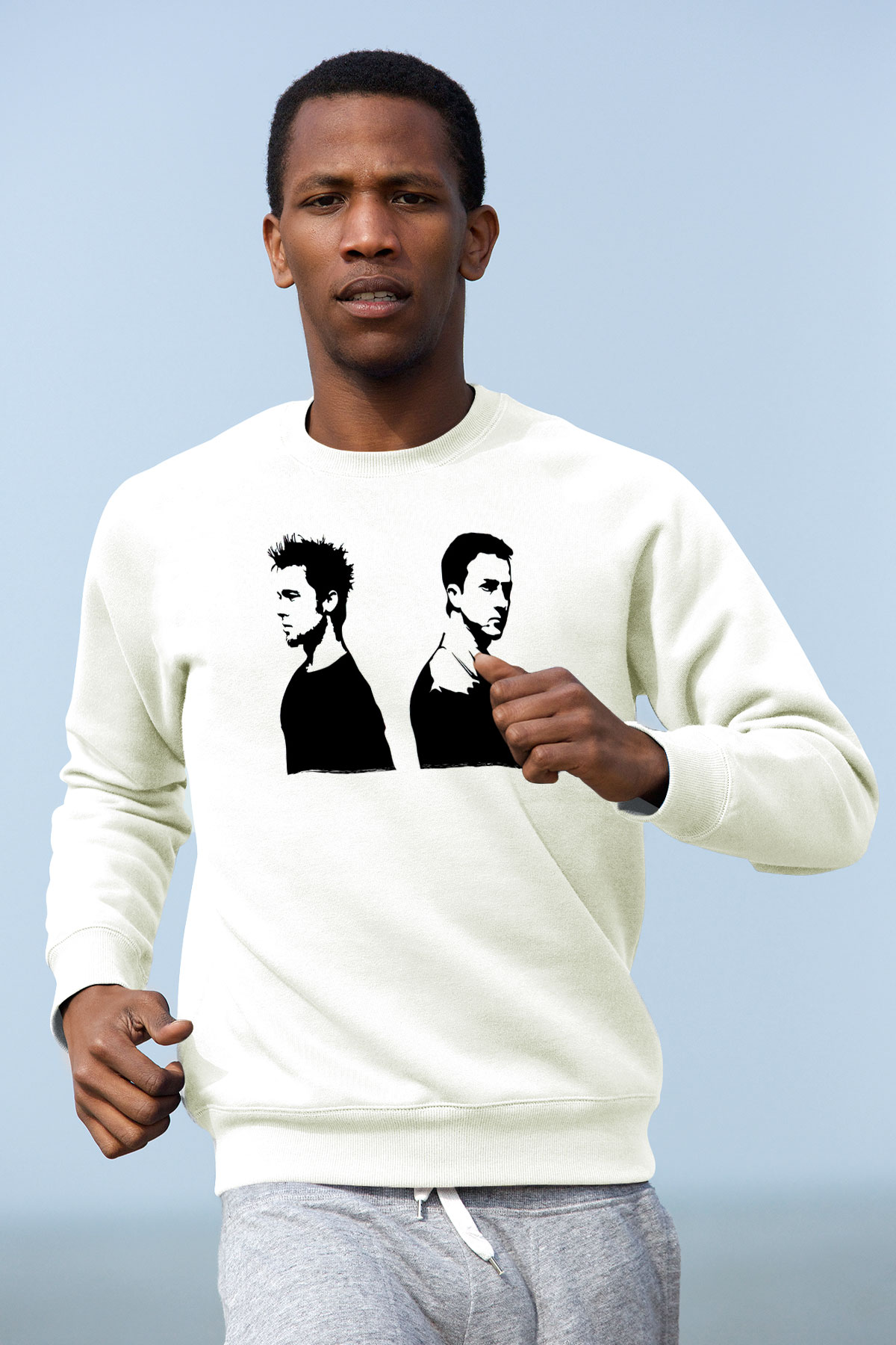 Fight Club (Tyler Durden) Baskılı Beyaz Unisex Sweatshirt