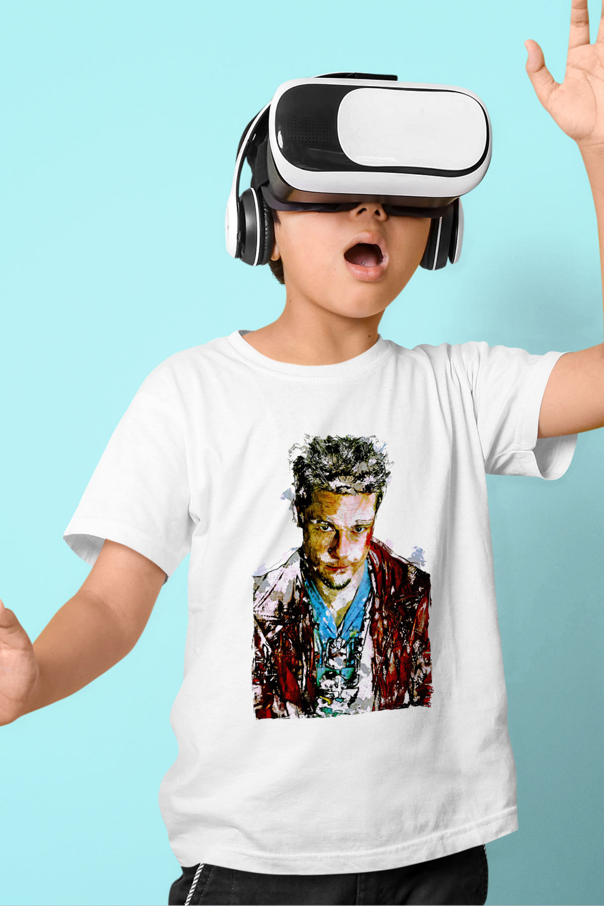Fight Club (Tyler Durden) Baskılı Beyaz Unisex Beyaz Çocuk Tişört - Tshirt