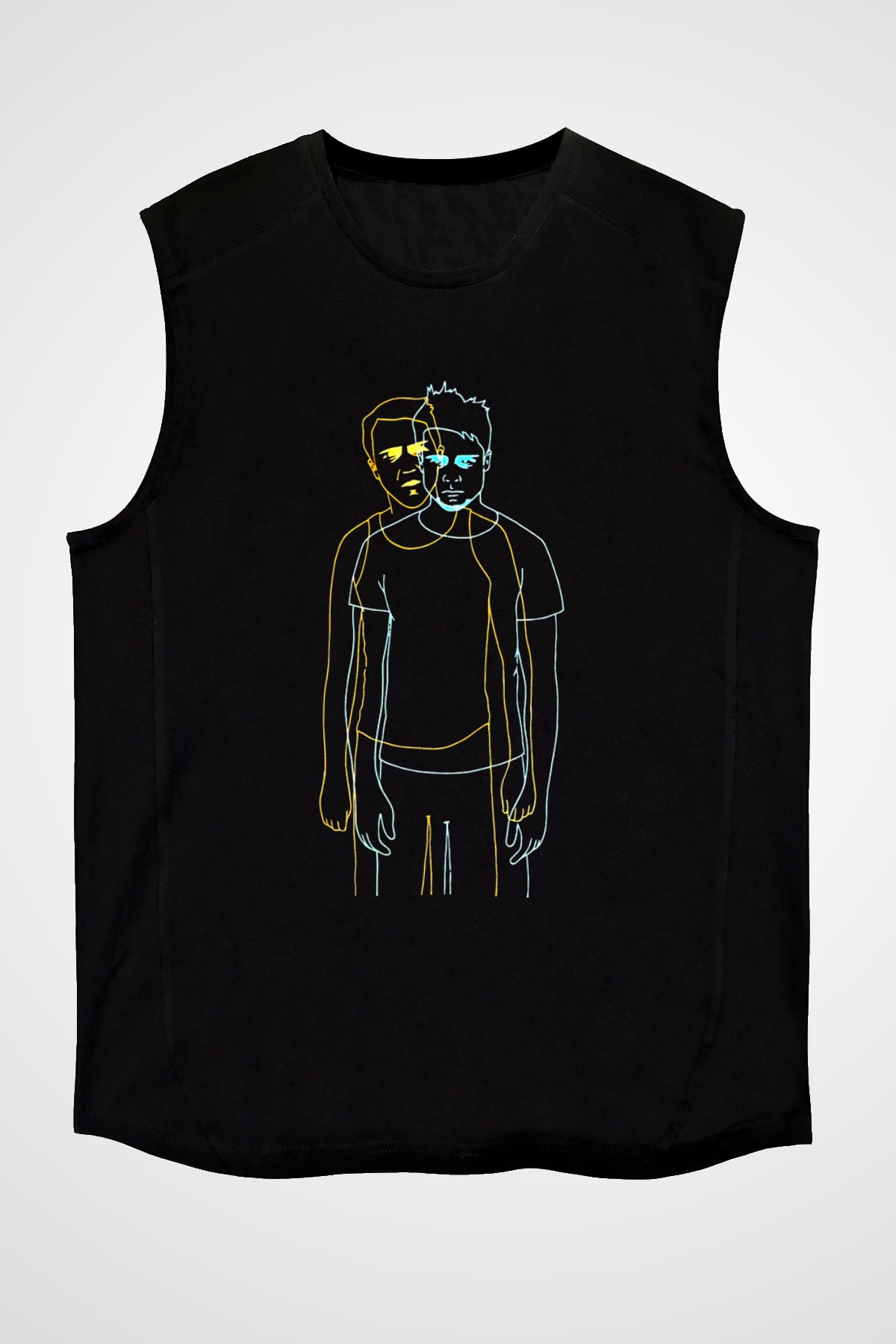 Fight Club (Tyler Durden) Baskılı Unisex Siyah Kolsuz Tişört - Tshirt