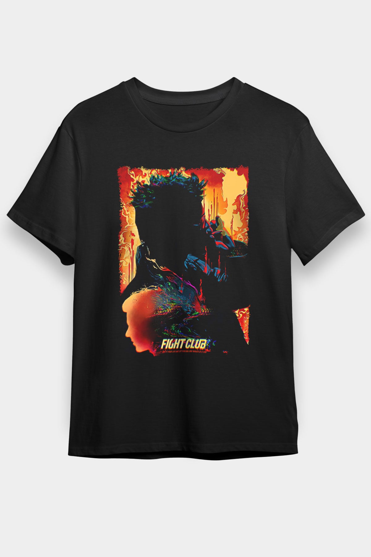Fight Club (Tyler Durden) Baskılı Unisex Siyah Tişört - Tshirt