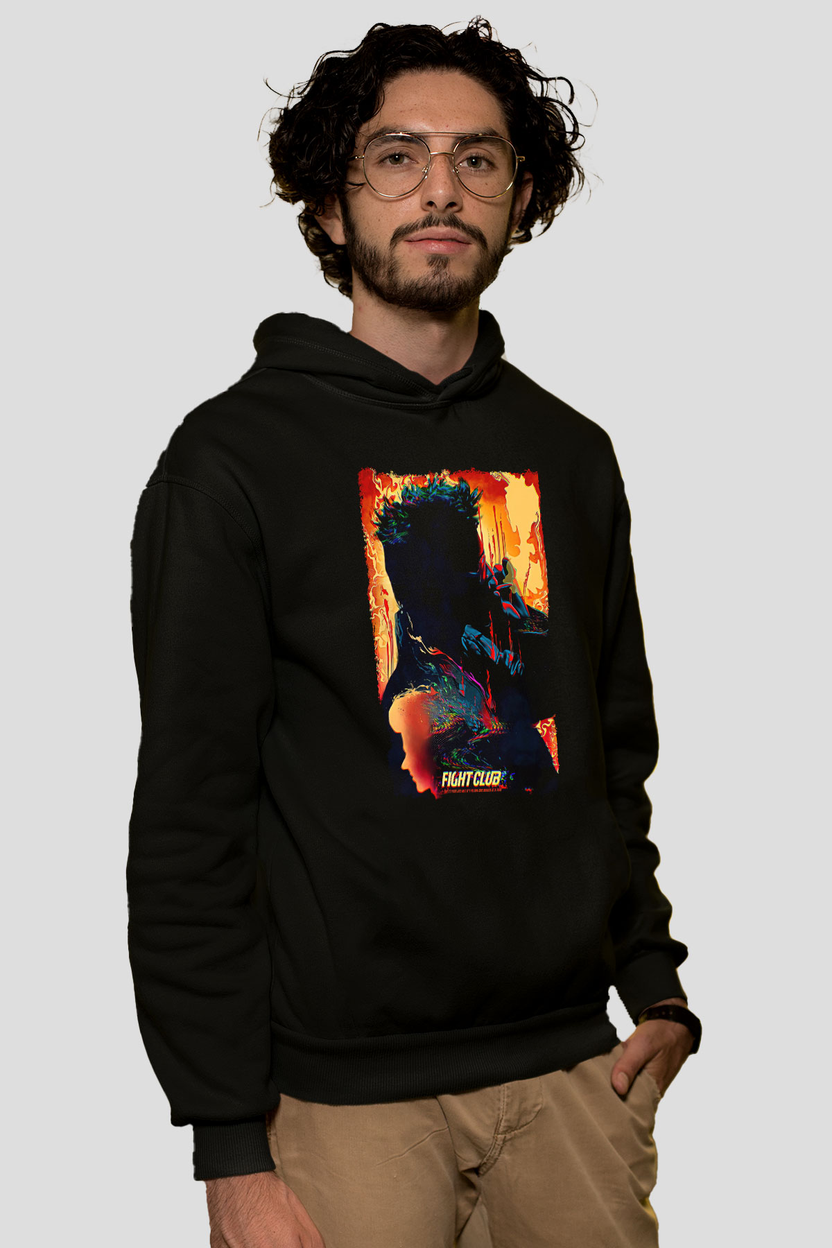 Fight Club (Tyler Durden) Baskılı Unisex Siyah Hoodie
