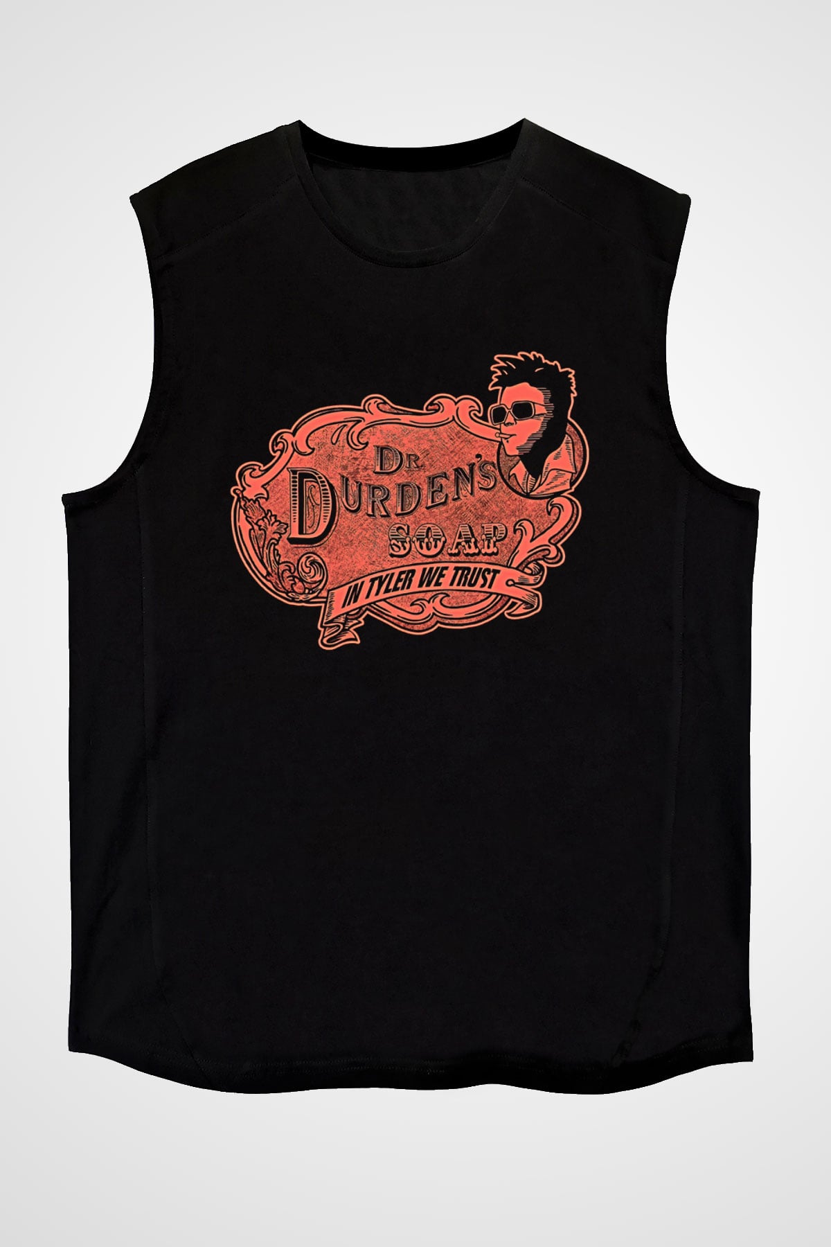 Fight Club (Tyler Durden) Baskılı Unisex Siyah Kolsuz Tişört - Tshirt