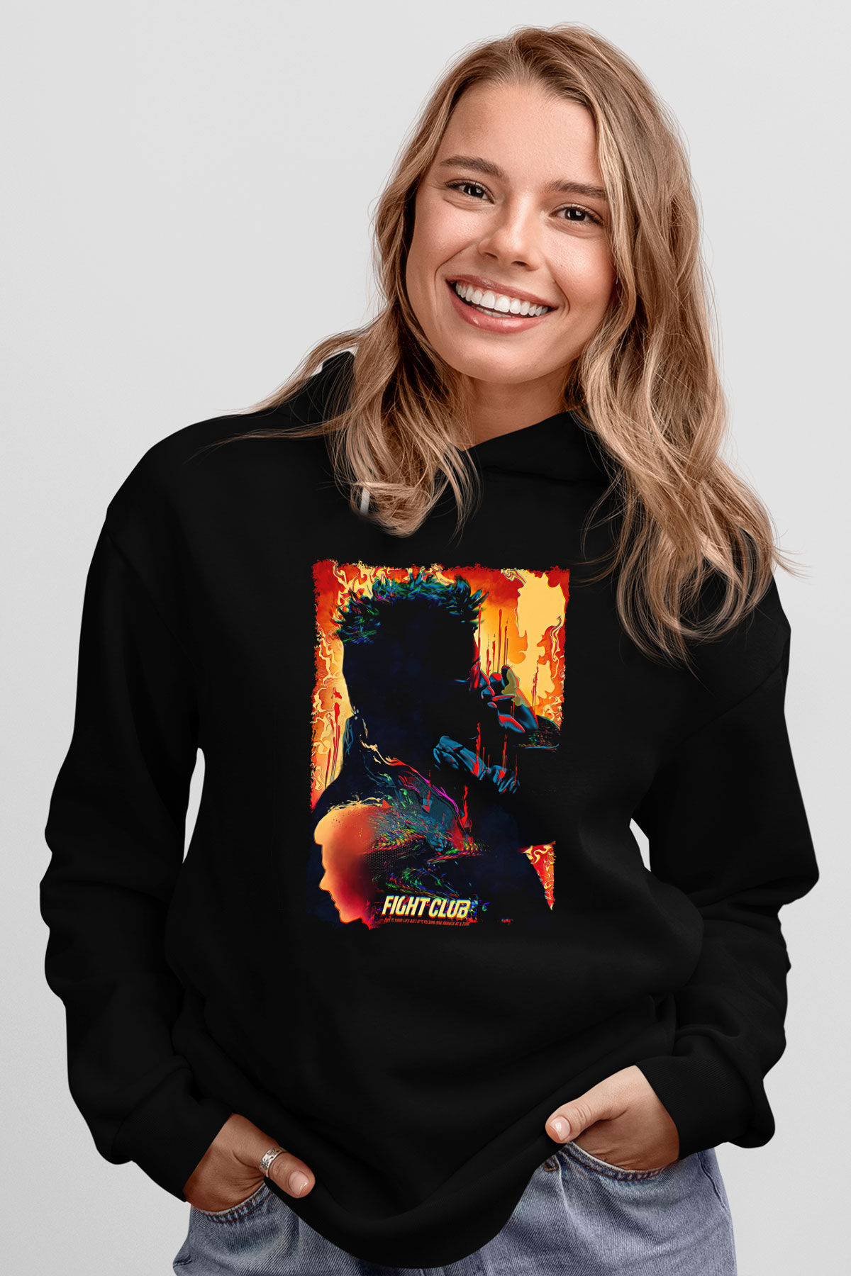 Fight Club (Tyler Durden) Baskılı Unisex Siyah Hoodie