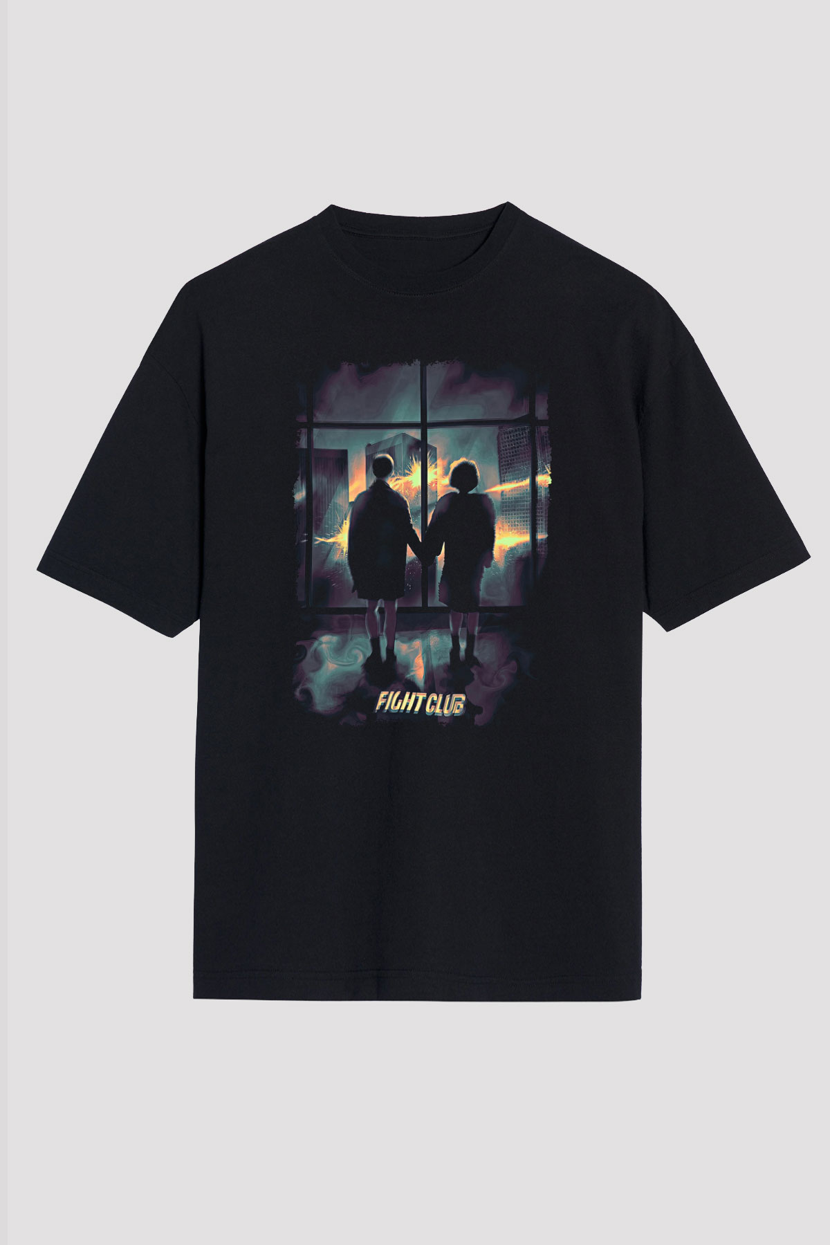 Fight Club (Tyler Durden) Baskılı Unisex Siyah Oversize Tişört - Tshirt