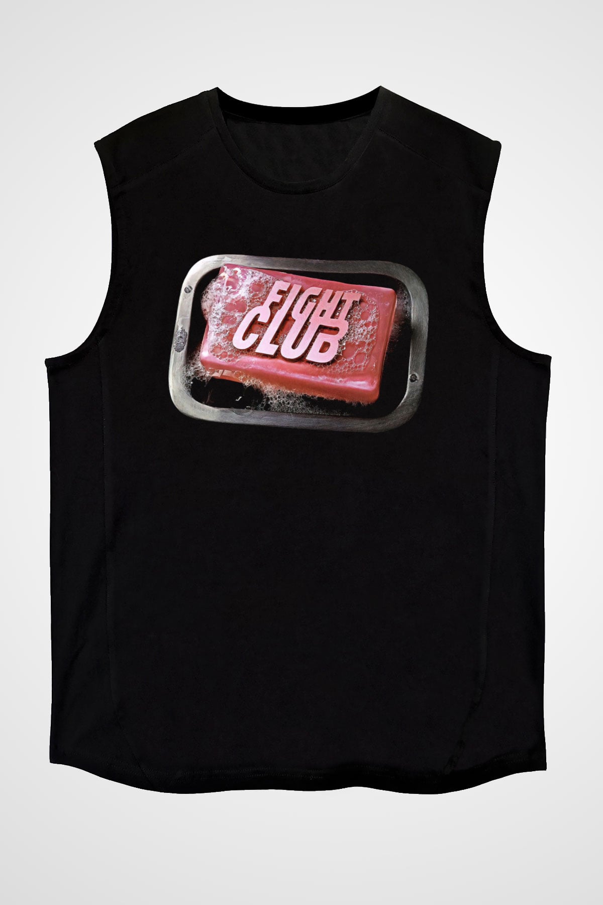 Fight Club (Tyler Durden) Baskılı Unisex Siyah Kolsuz Tişört - Tshirt