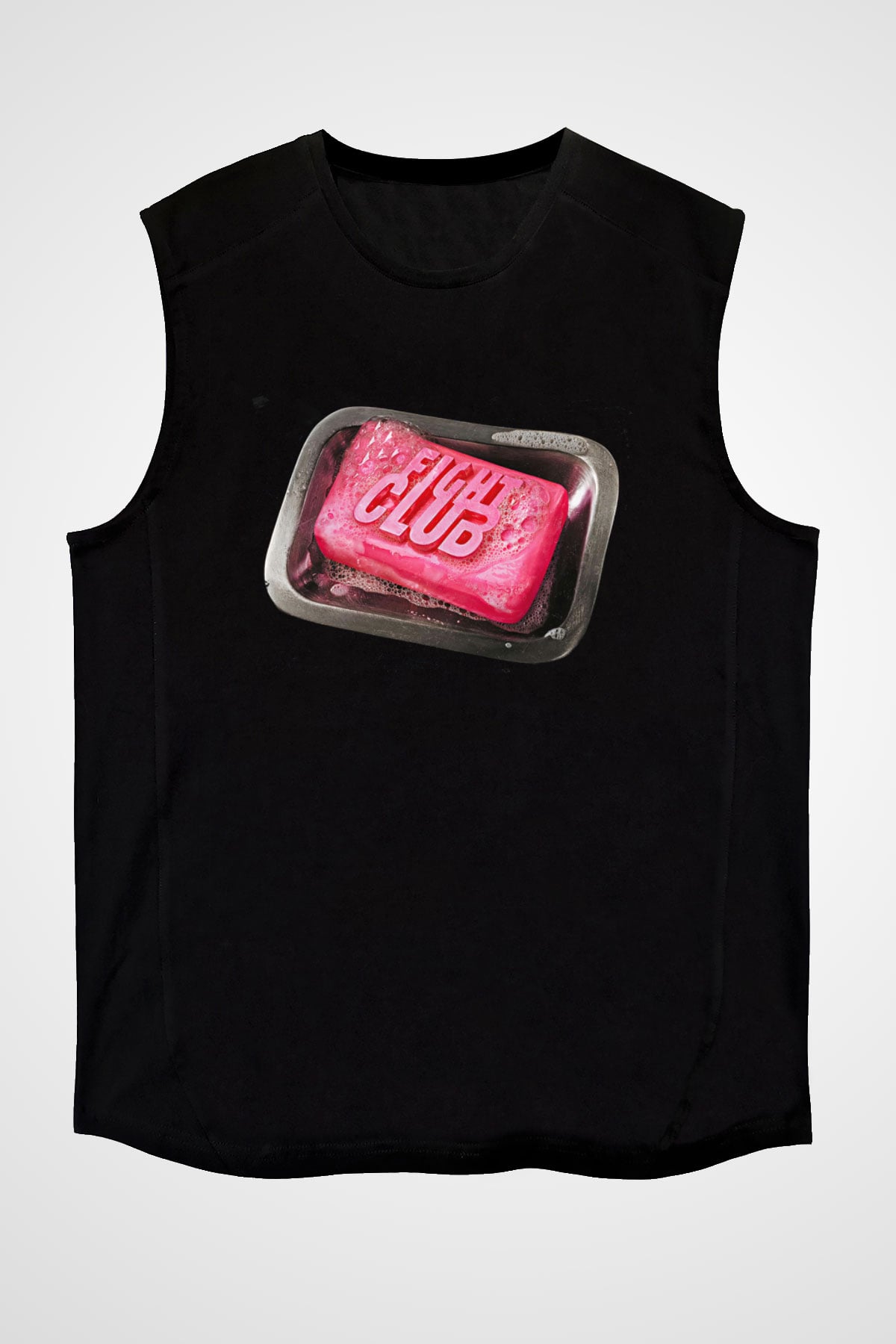 Fight Club (Tyler Durden) Baskılı Unisex Siyah Kolsuz Tişört - Tshirt