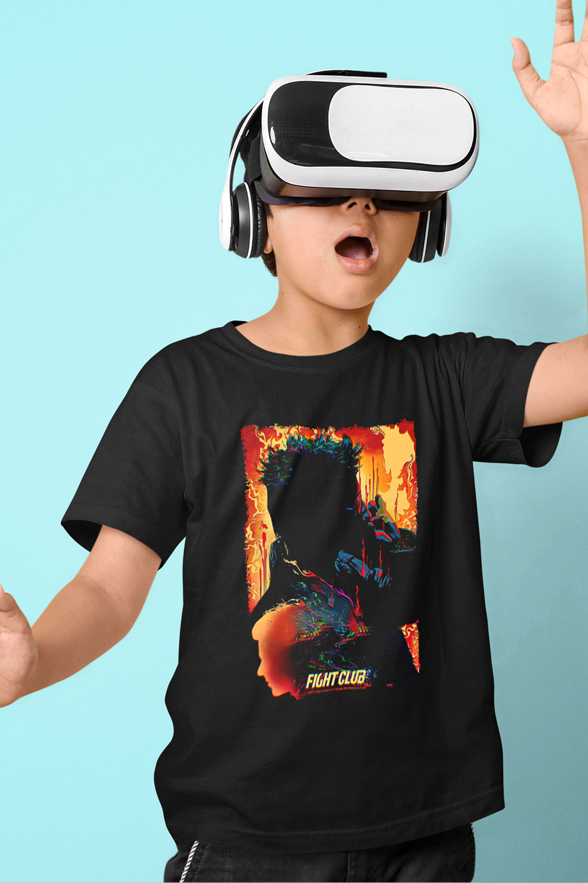 Fight Club (Tyler Durden) Baskılı Unisex Siyah Çocuk Tişört - Tshirt