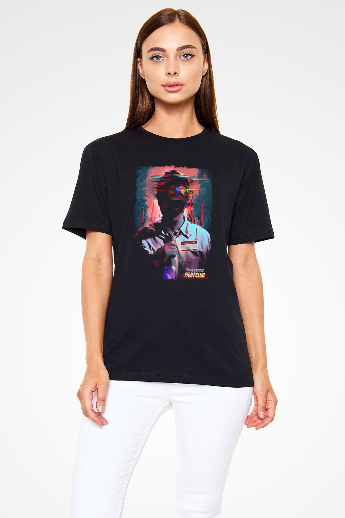 Fight Club (Tyler Durden) Baskılı Unisex Siyah Tişört - Tshirt