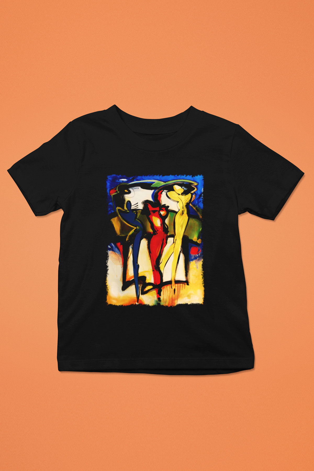Figür Baskılı Siyah Unisex Çocuk Tişört