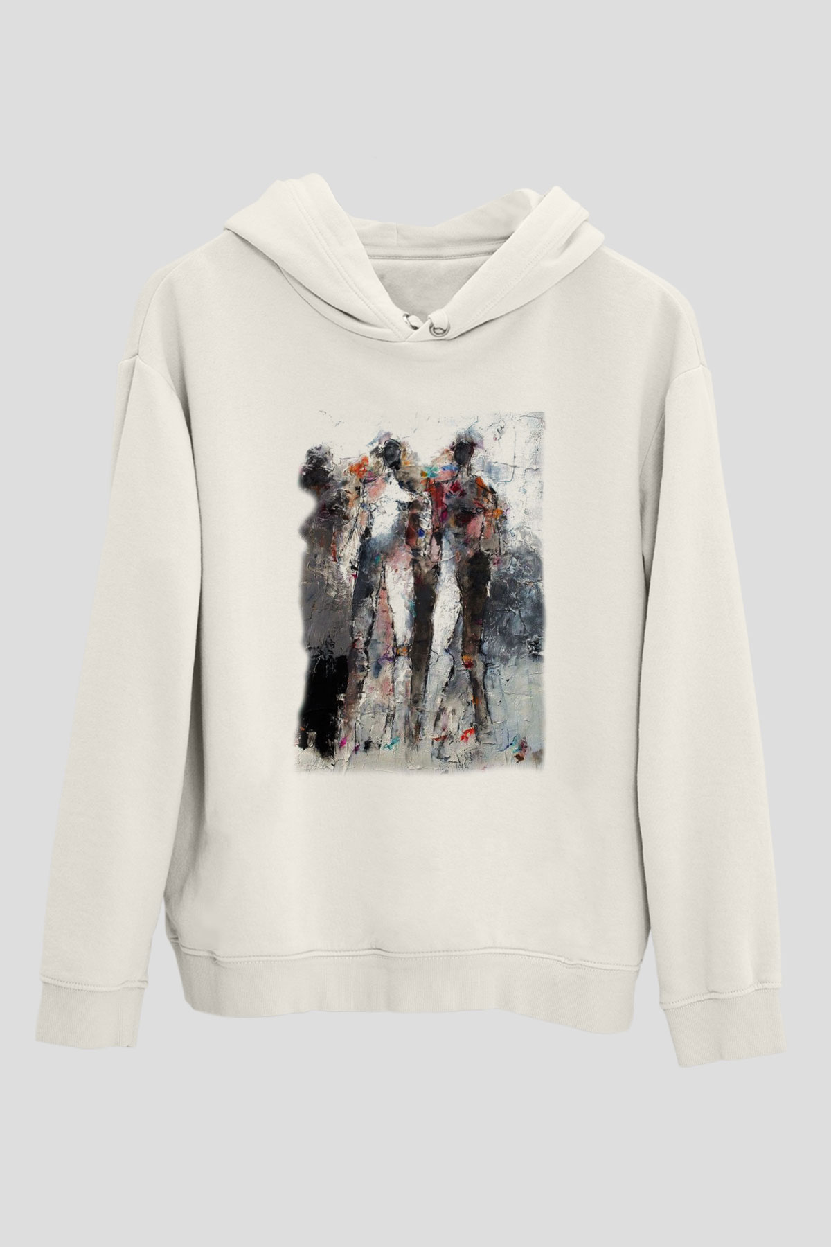 Figür Beyaz Unisex Kapşonlu Sweatshirt