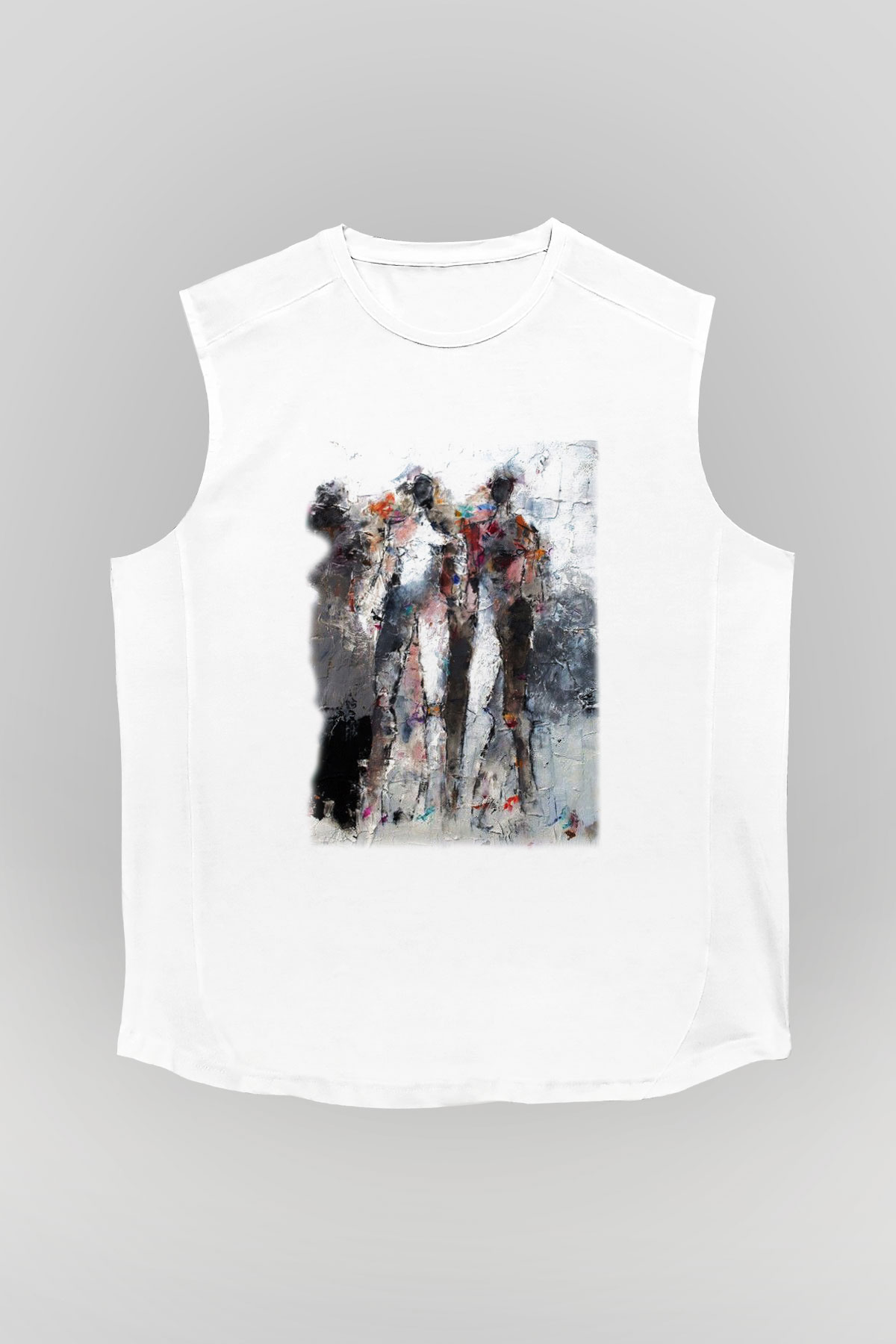 Figür Beyaz Unisex Kolsuz Tişört