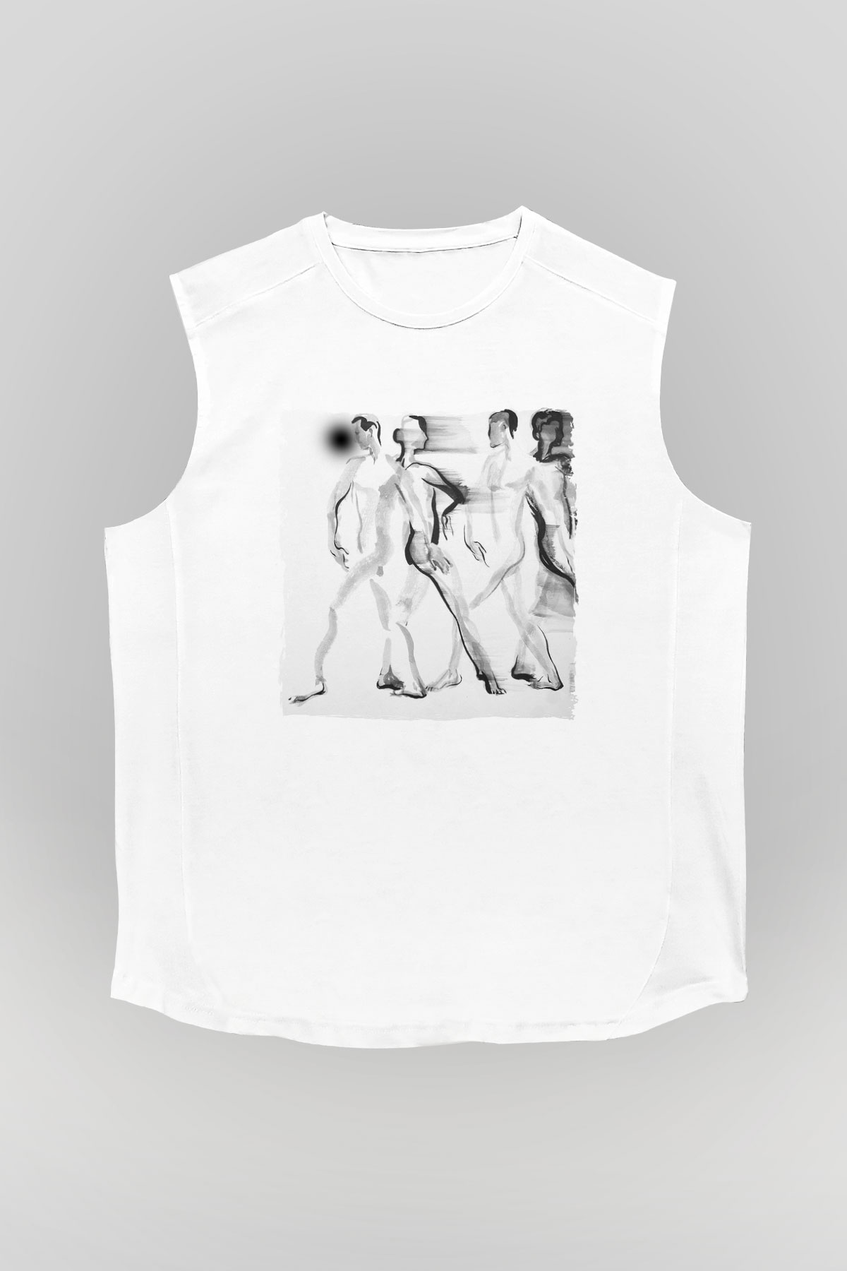 Figür Beyaz Unisex Kolsuz Tişört