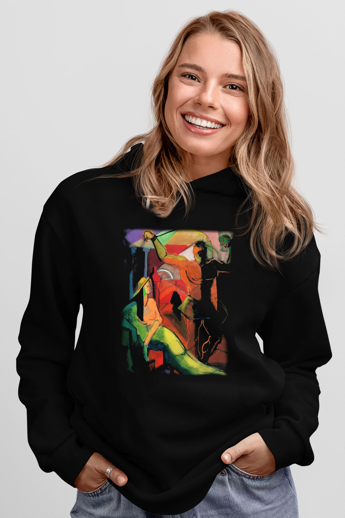 Figür Siyah Unisex Hoodie