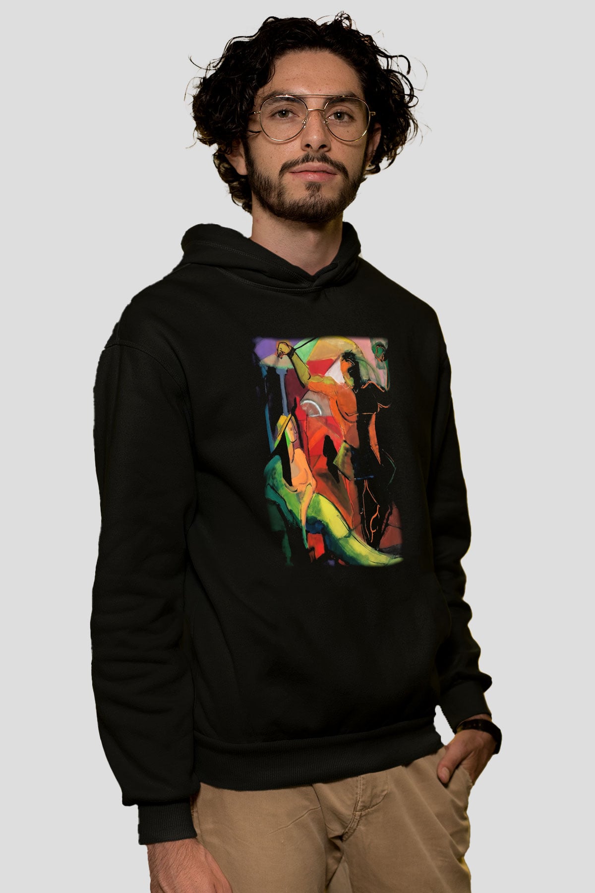 Figür Siyah Unisex Hoodie