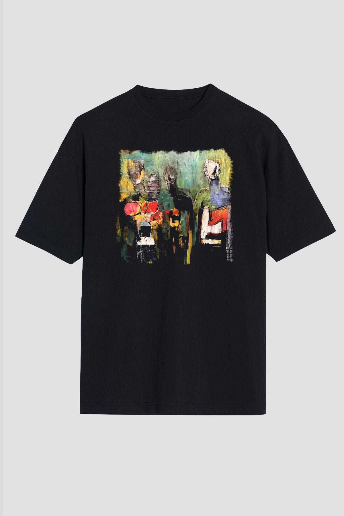 Figür Siyah Unisex Oversize Tişört T-Shirt