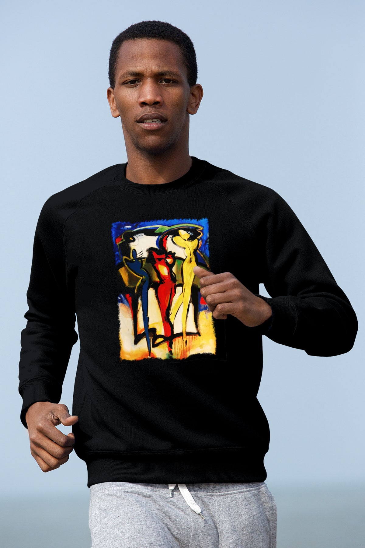 Figür Siyah Unisex Sweatshirt