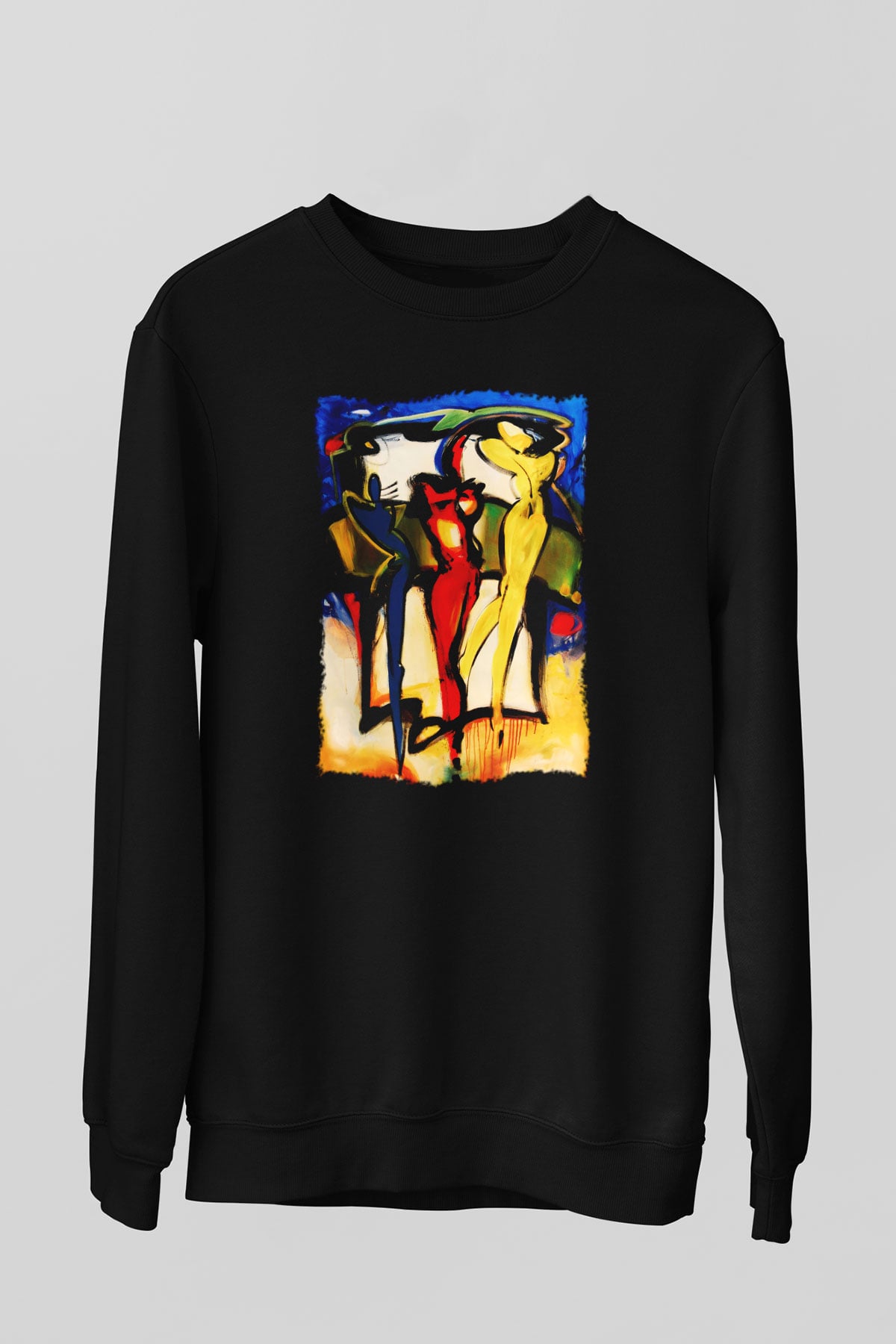 Figür Siyah Unisex Sweatshirt